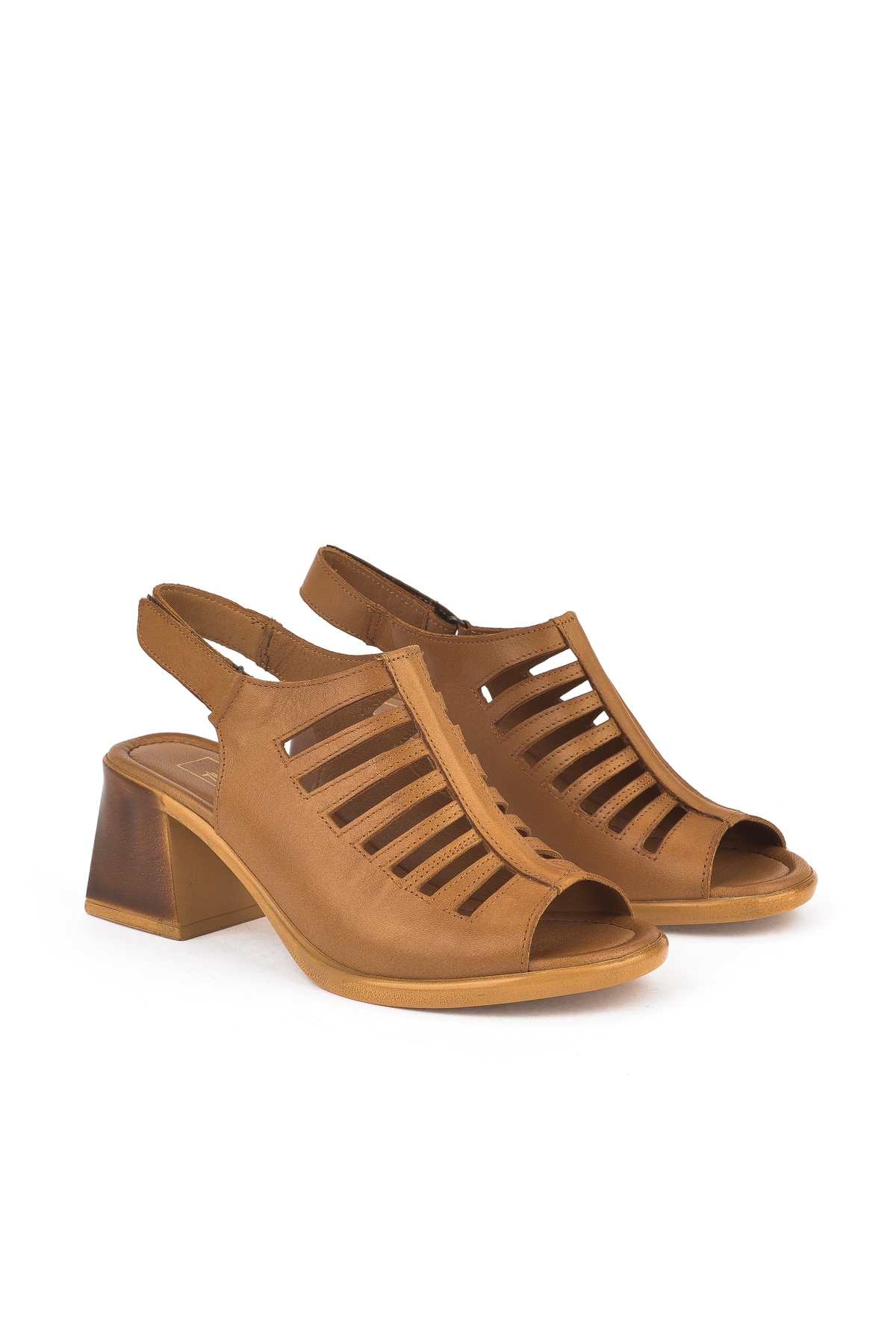 Kadın Hakiki Deri Topuklu Sandalet 151992Z12001 Taba - Görsel 3