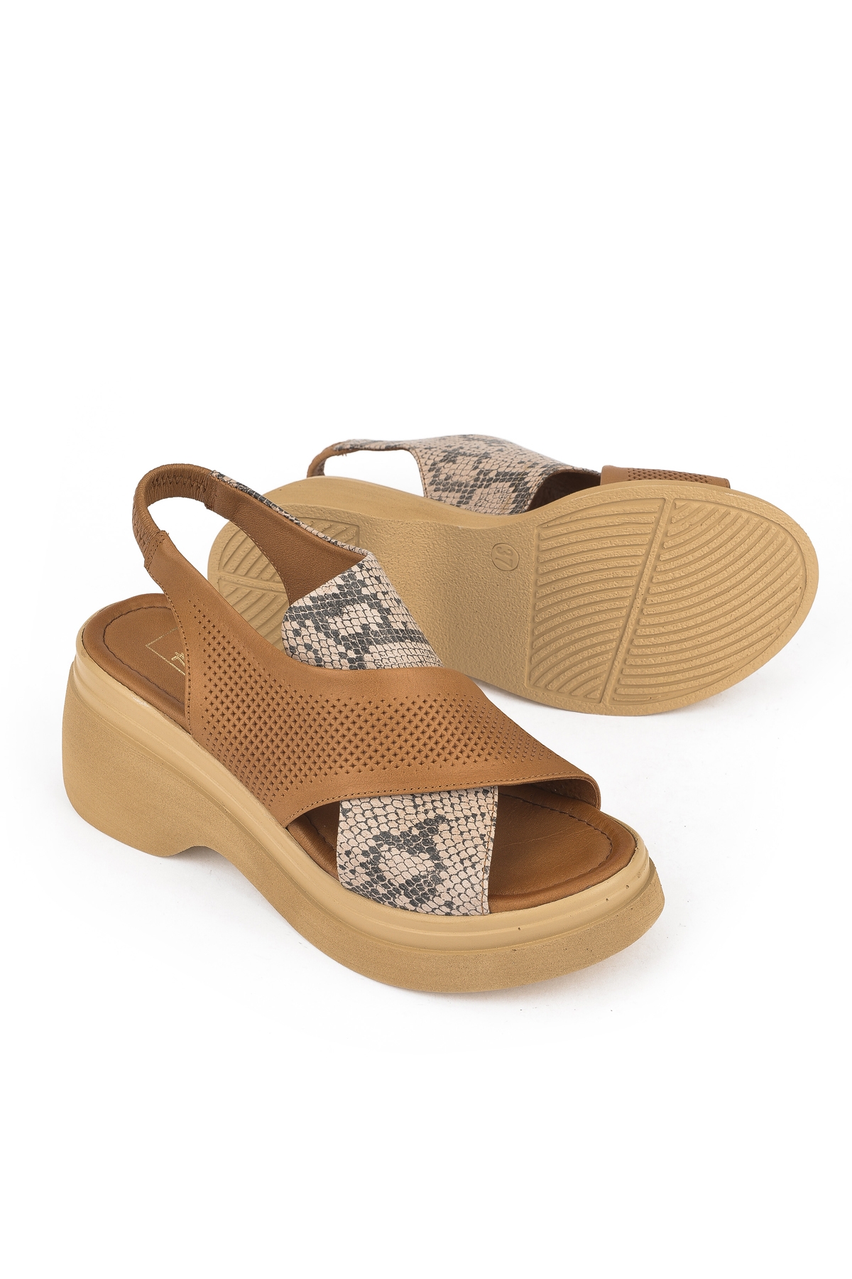 Kadın Hakiki Deri Topuklu Sandalet 151992Z64001 Taba - Görsel 5