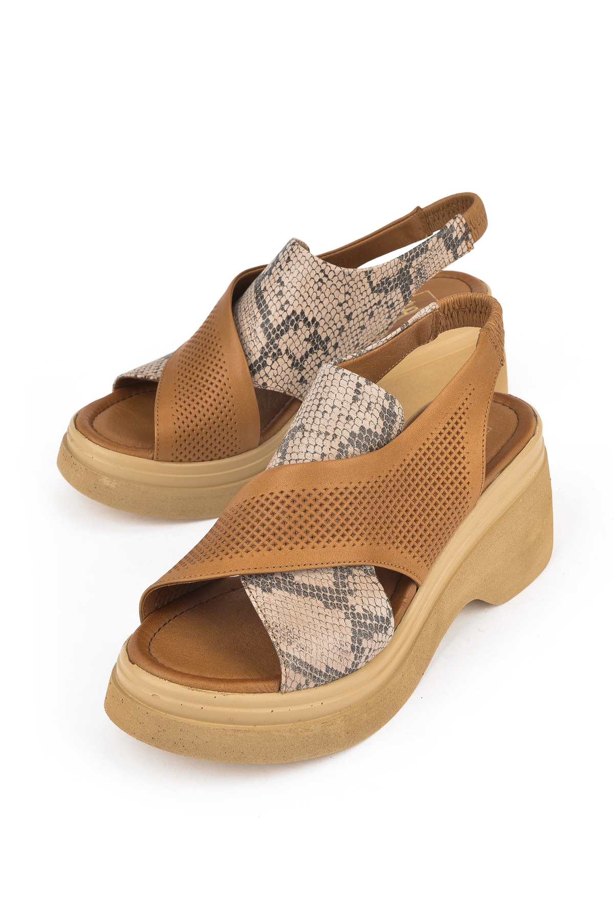 Kadın Hakiki Deri Topuklu Sandalet 151992Z64001 Taba - Görsel 6