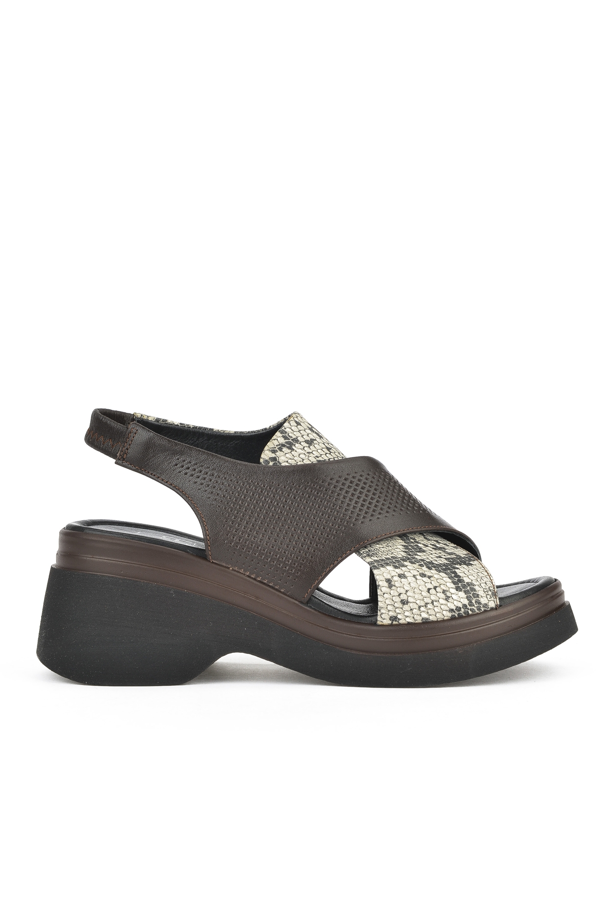 Kadın Hakiki Deri Topuklu Sandalet 151992Z64001 Kahve - Görsel 2