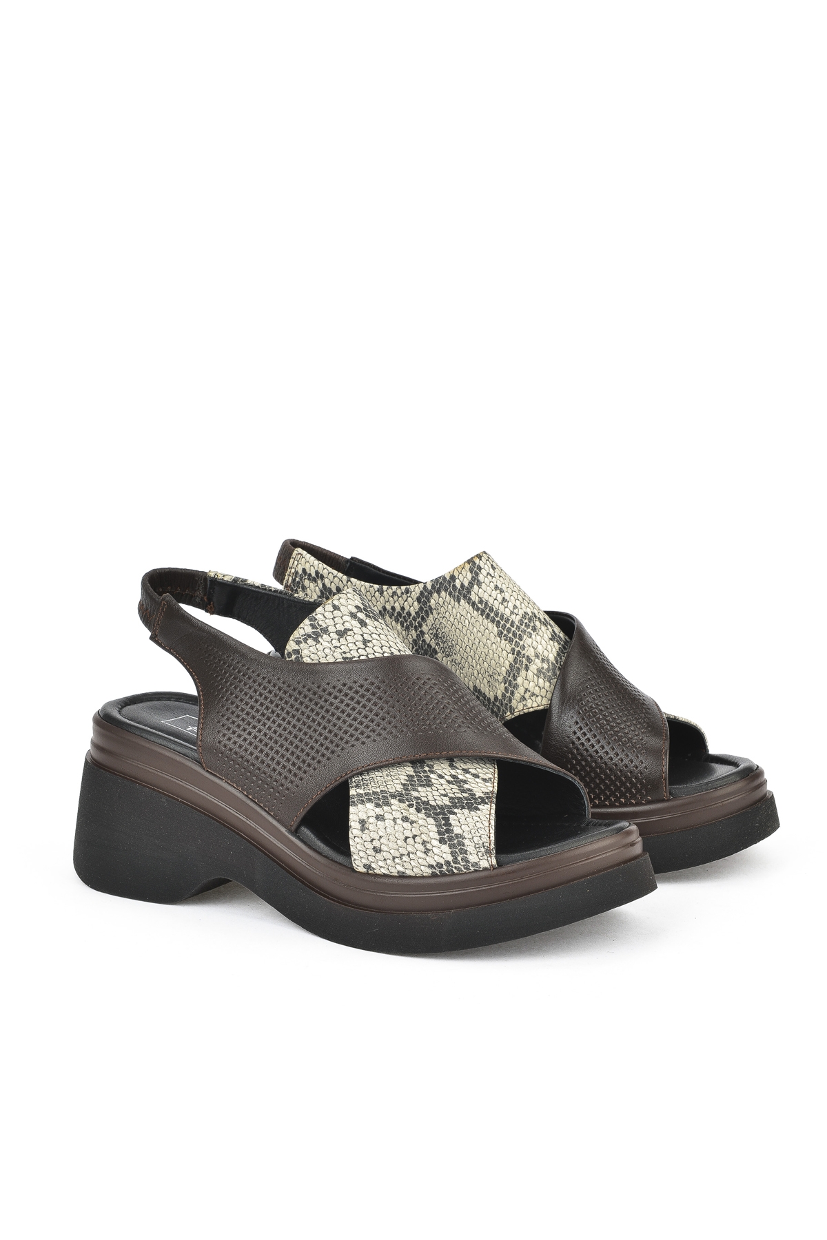 Kadın Hakiki Deri Topuklu Sandalet 151992Z64001 Kahve - Görsel 3