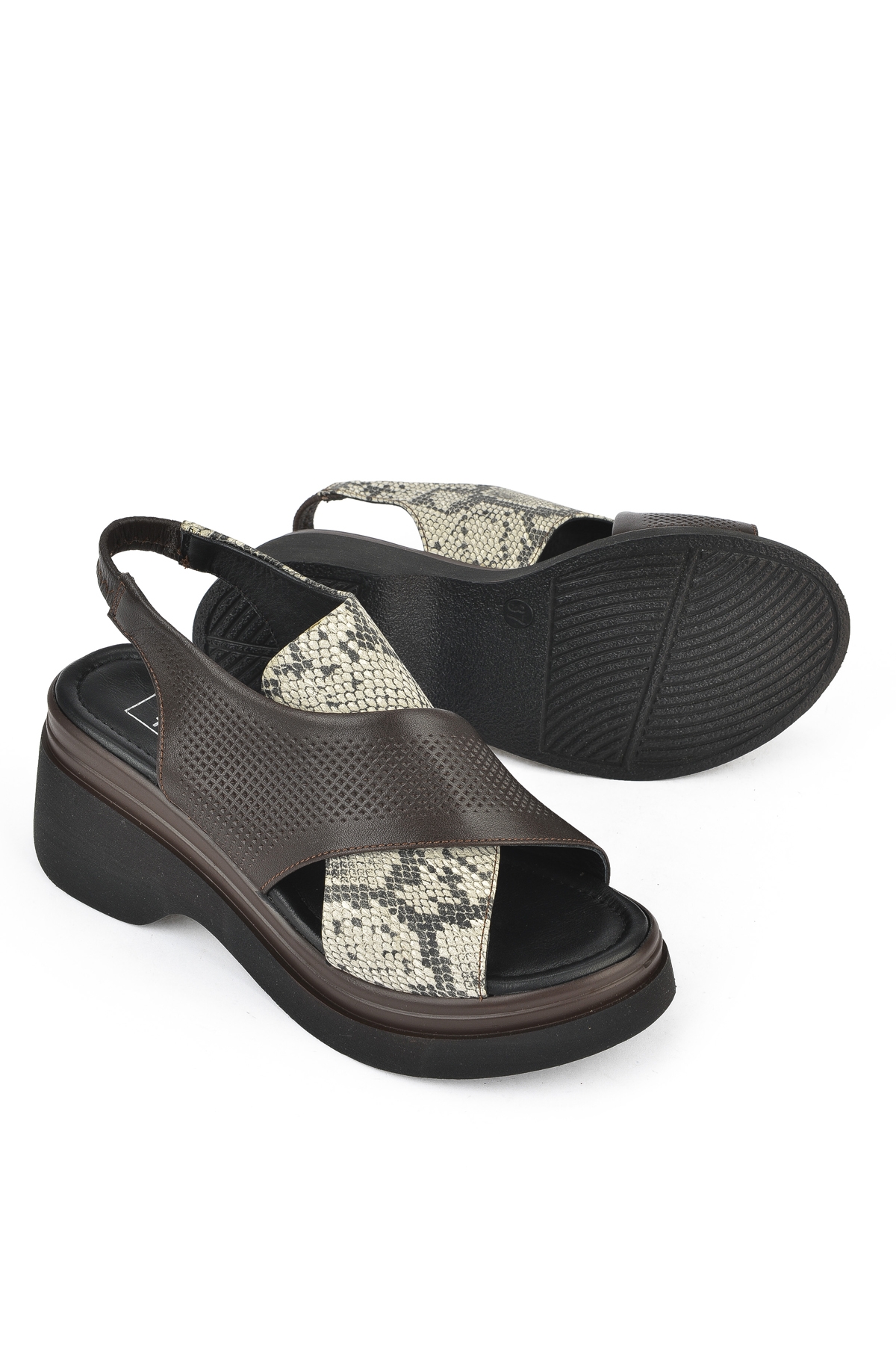 Kadın Hakiki Deri Topuklu Sandalet 151992Z64001 Kahve - Görsel 5