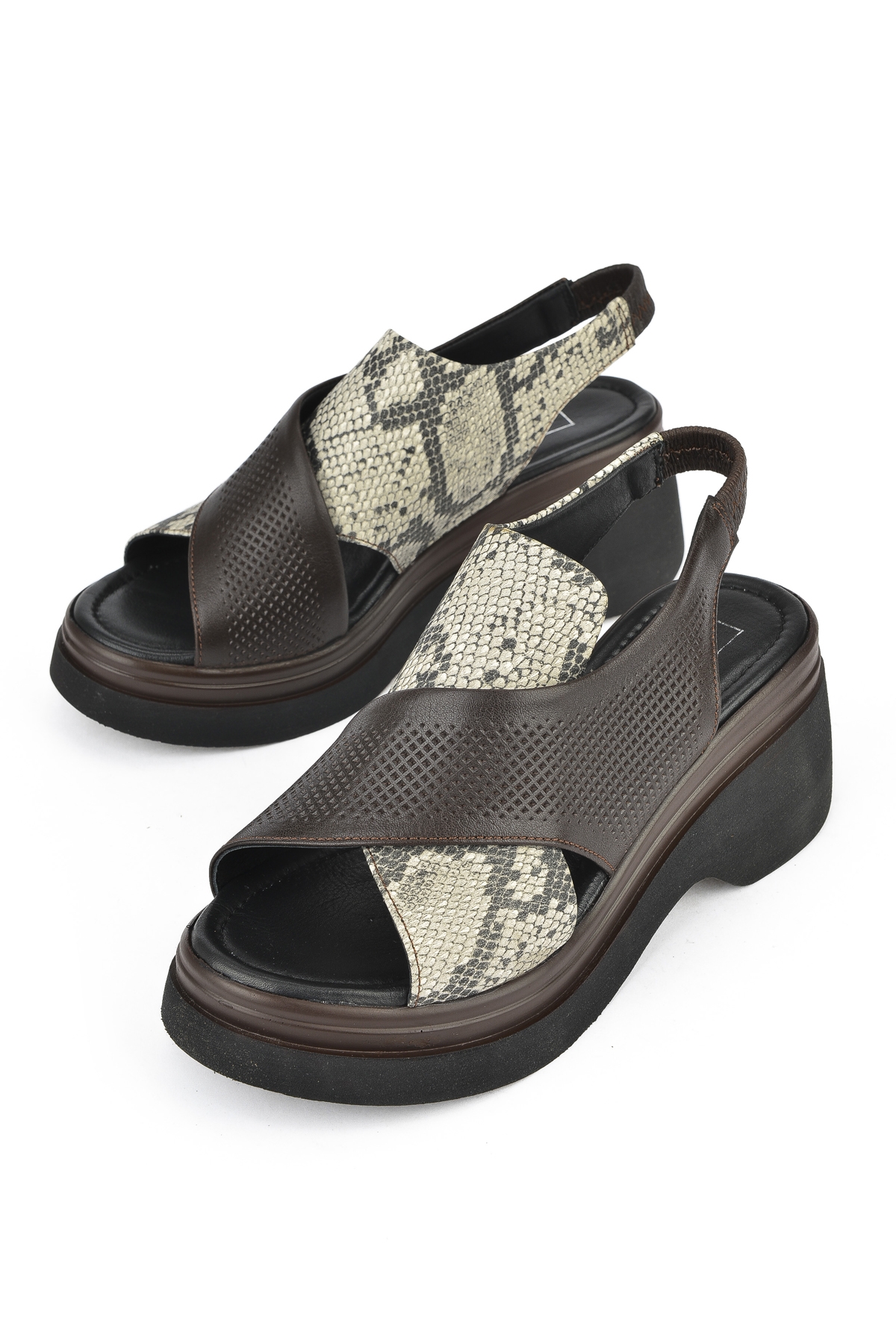 Kadın Hakiki Deri Topuklu Sandalet 151992Z64001 Kahve - Görsel 6