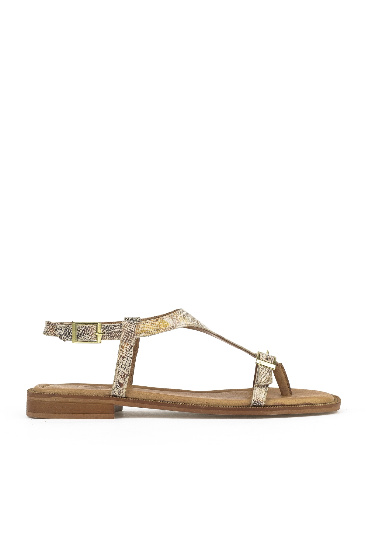 Kadın Hakiki Deri Sandalet 1511047Z16219 Bej-Yılan - Görsel 2