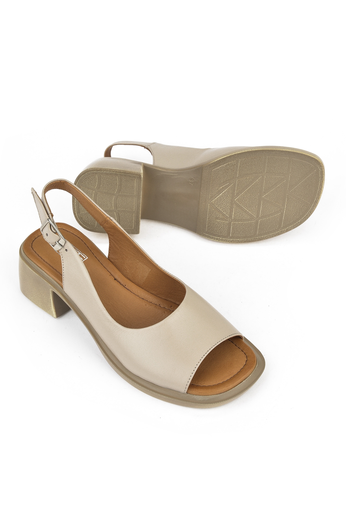 Kadın Hakiki Deri Topuklu Sandalet 151992Z8004 Buz - Görsel 5