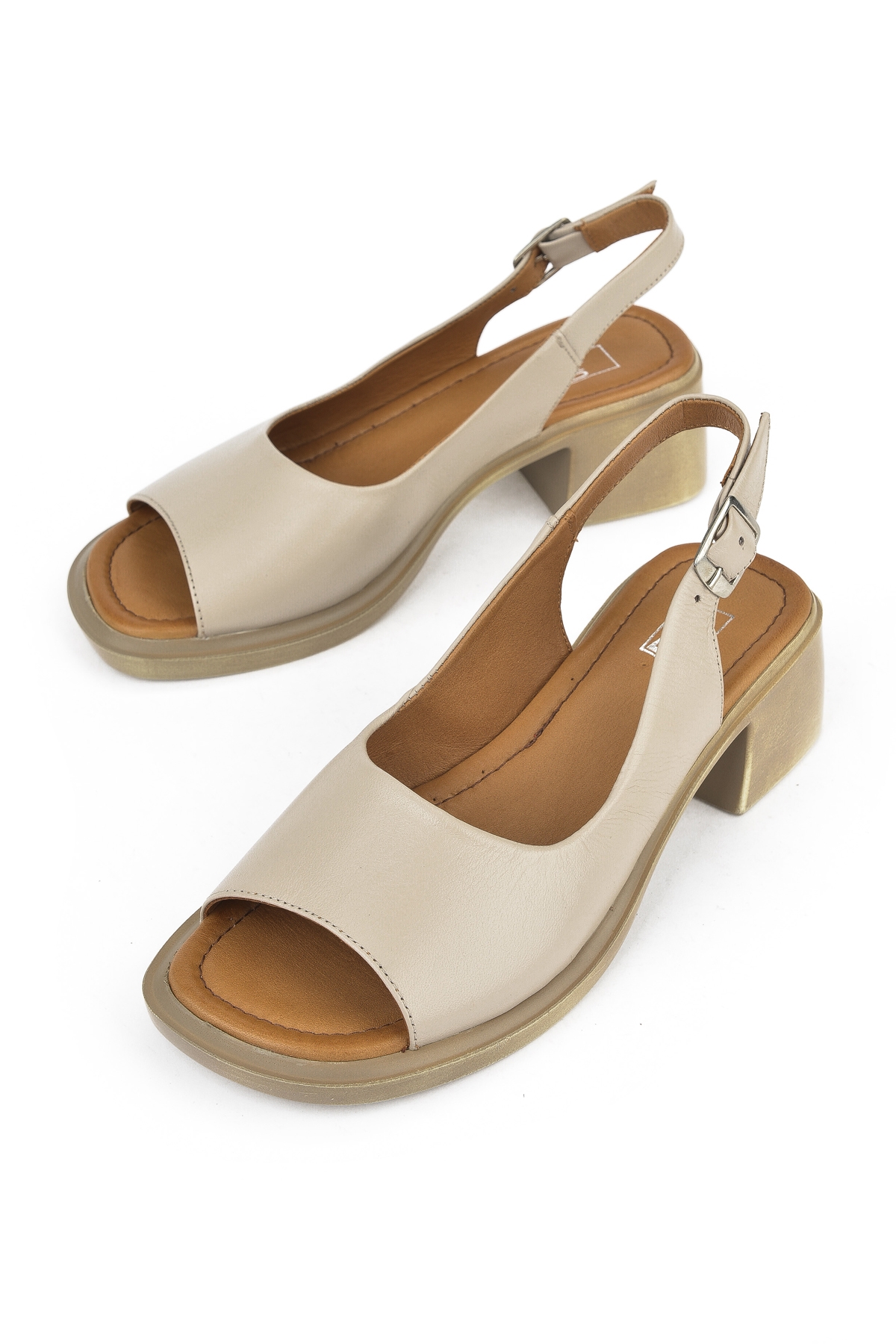 Kadın Hakiki Deri Topuklu Sandalet 151992Z8004 Buz - Görsel 6