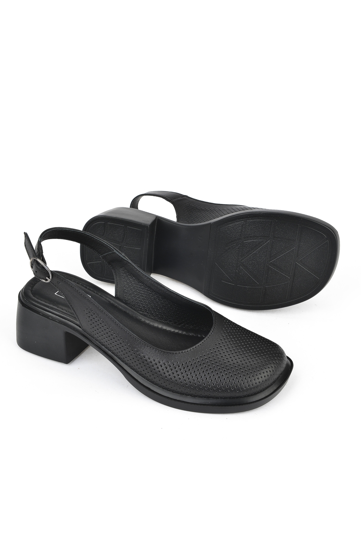 Kadın Hakiki Deri Topuklu Sandalet 151992Z8001 Siyah - Görsel 5