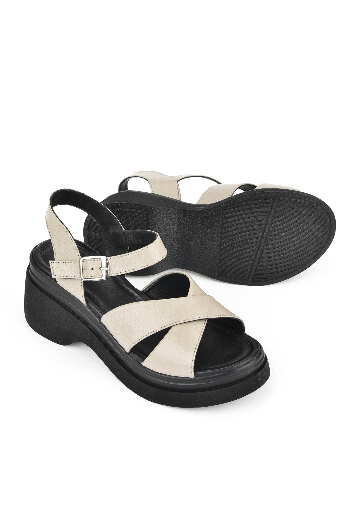 Kadın Hakiki Deri Topuklu Sandalet 151992Z64004 Buz - Görsel 5