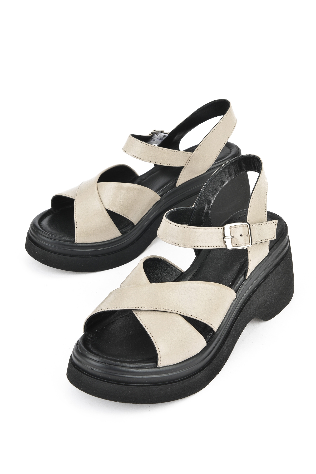 Kadın Hakiki Deri Topuklu Sandalet 151992Z64004 Buz - Görsel 6