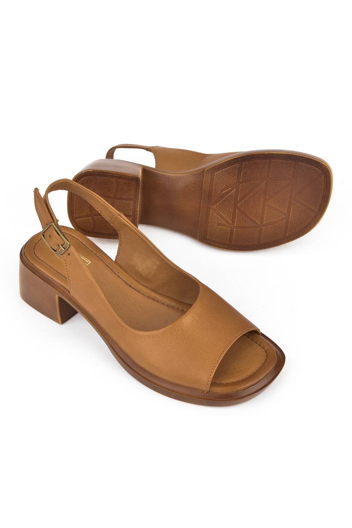 Kadın Hakiki Deri Topuklu Sandalet 151992Z8004 Taba - Görsel 5
