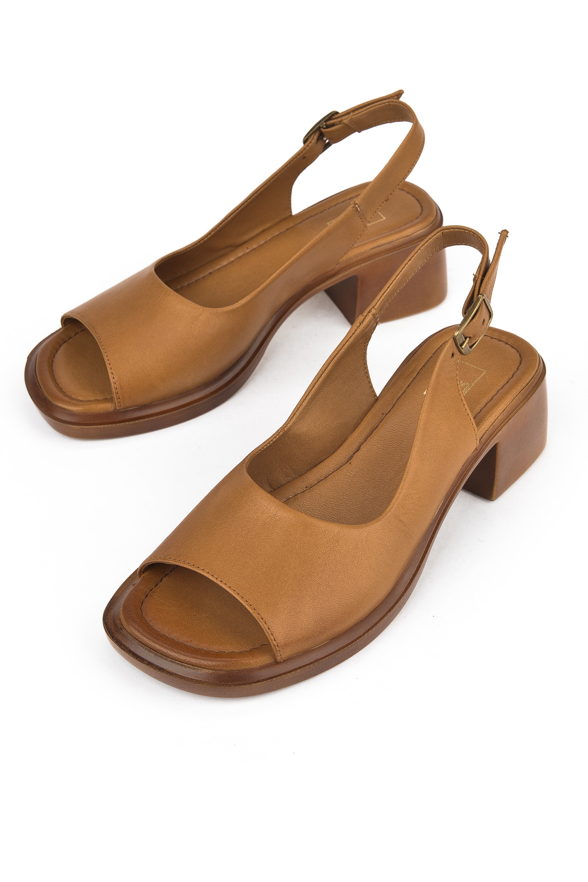 Kadın Hakiki Deri Topuklu Sandalet 151992Z8004 Taba - Görsel 6