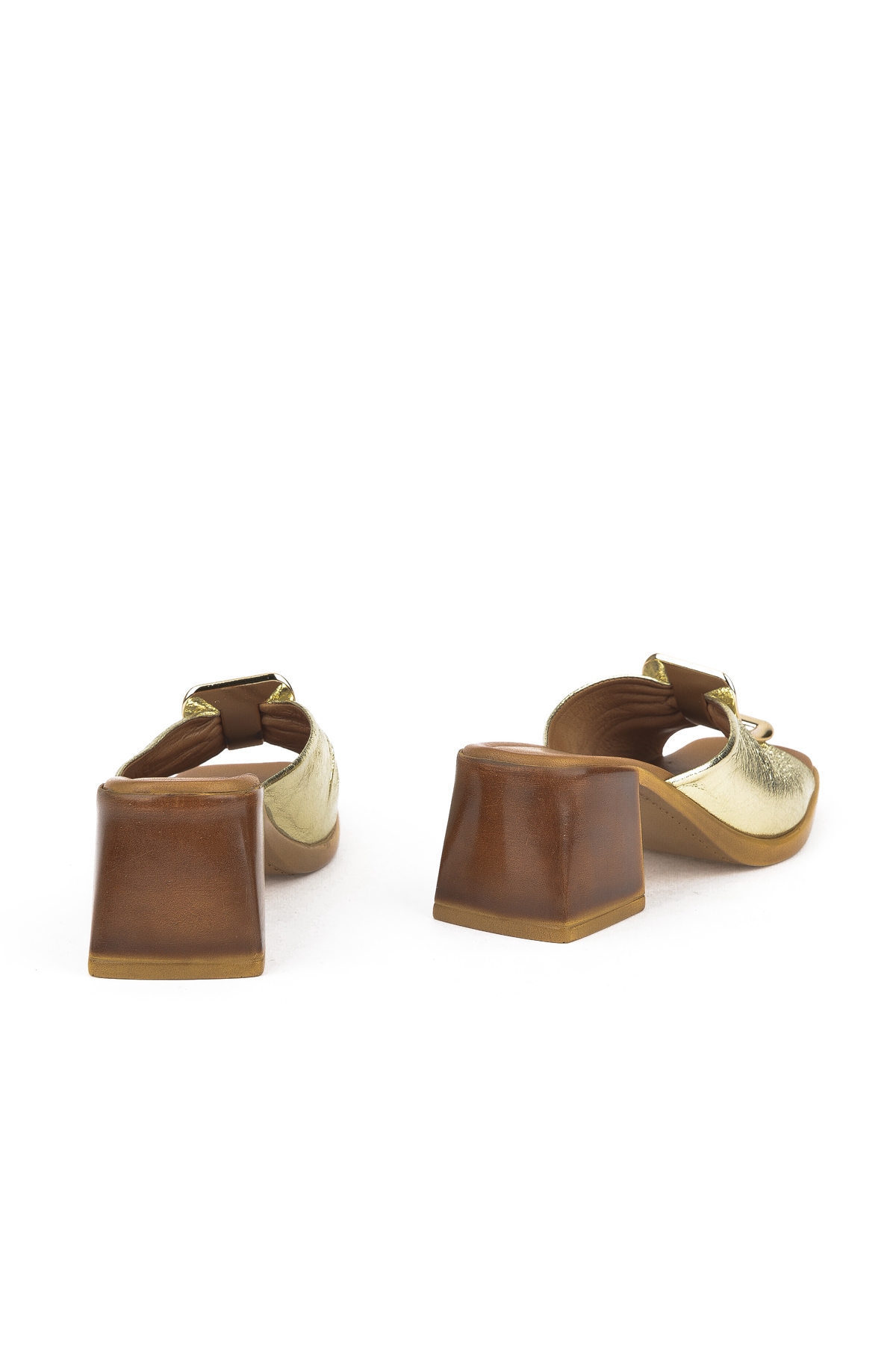 Kadın Hakiki Deri Topuklu Terlik 151992Z19008 Altın - Görsel 4