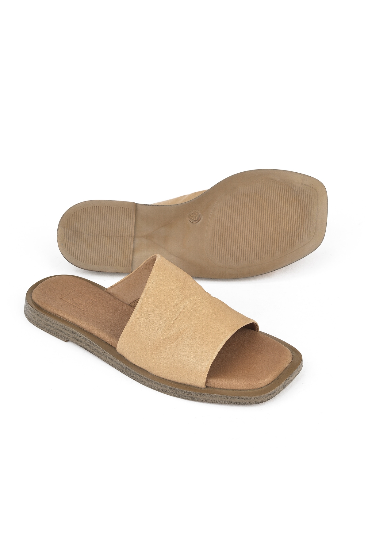 Hakiki Deri Kadın Terlik 1511033ZFATOU Nude - Görsel 5