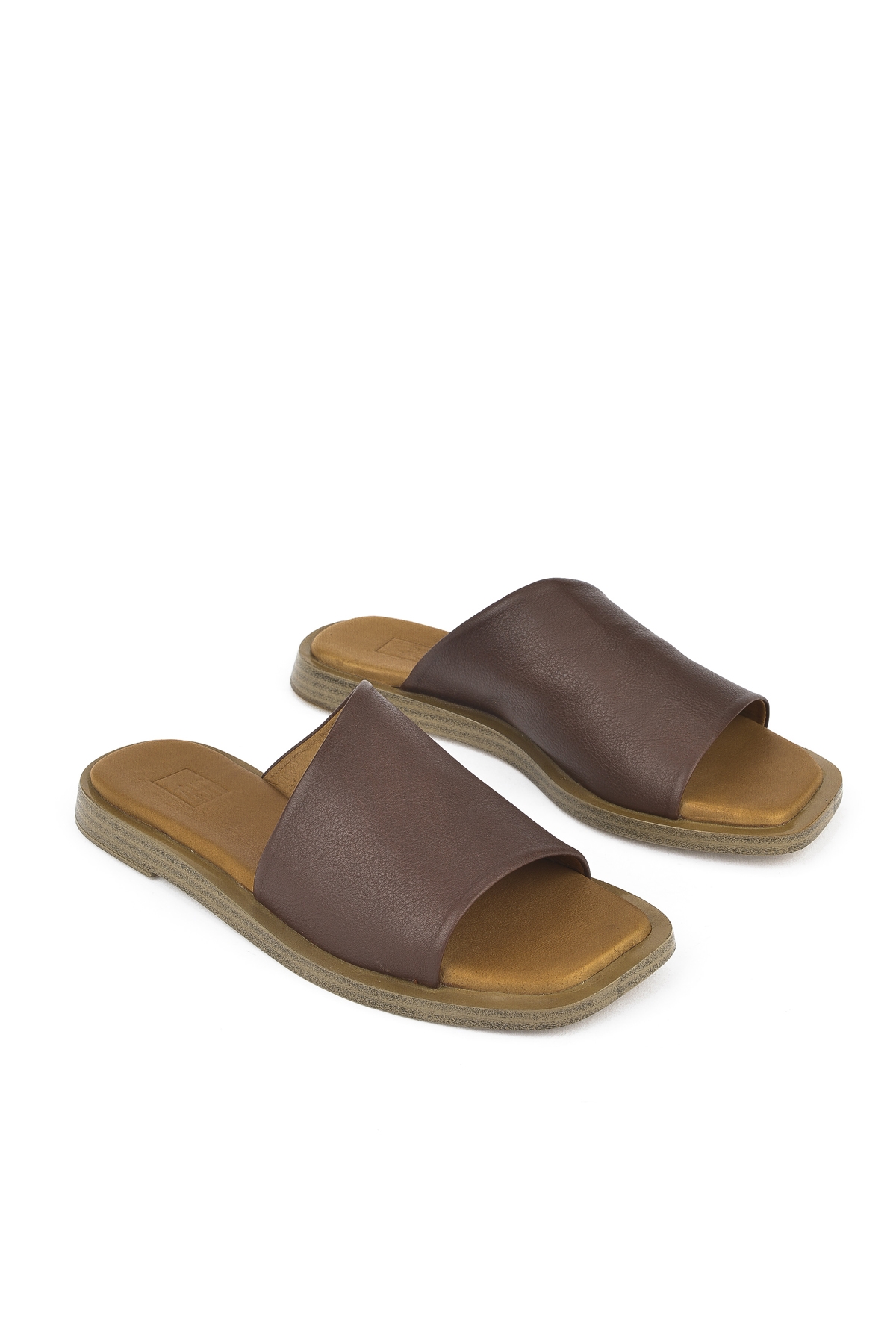 Hakiki Deri Kadın Terlik 1511033ZFATOU Kahve - Görsel 3