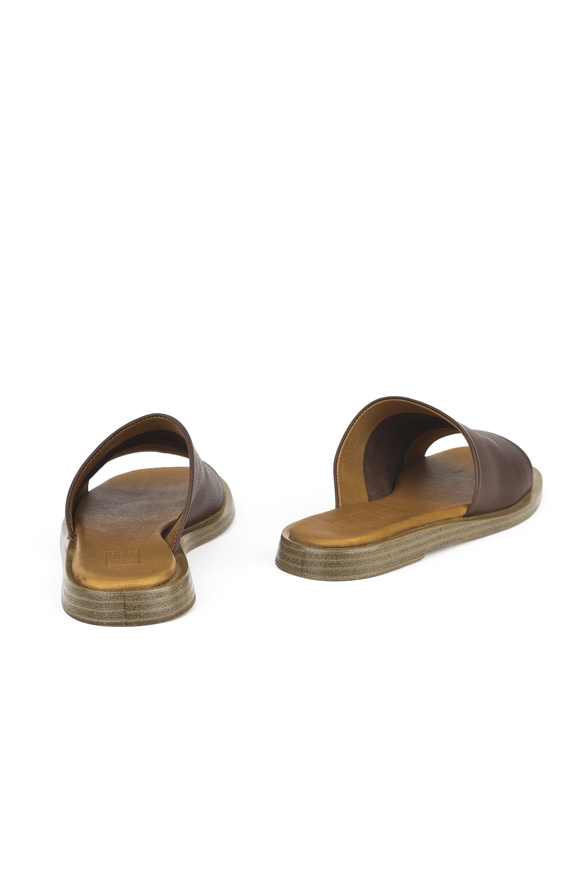 Hakiki Deri Kadın Terlik 1511033ZFATOU Kahve - Görsel 4