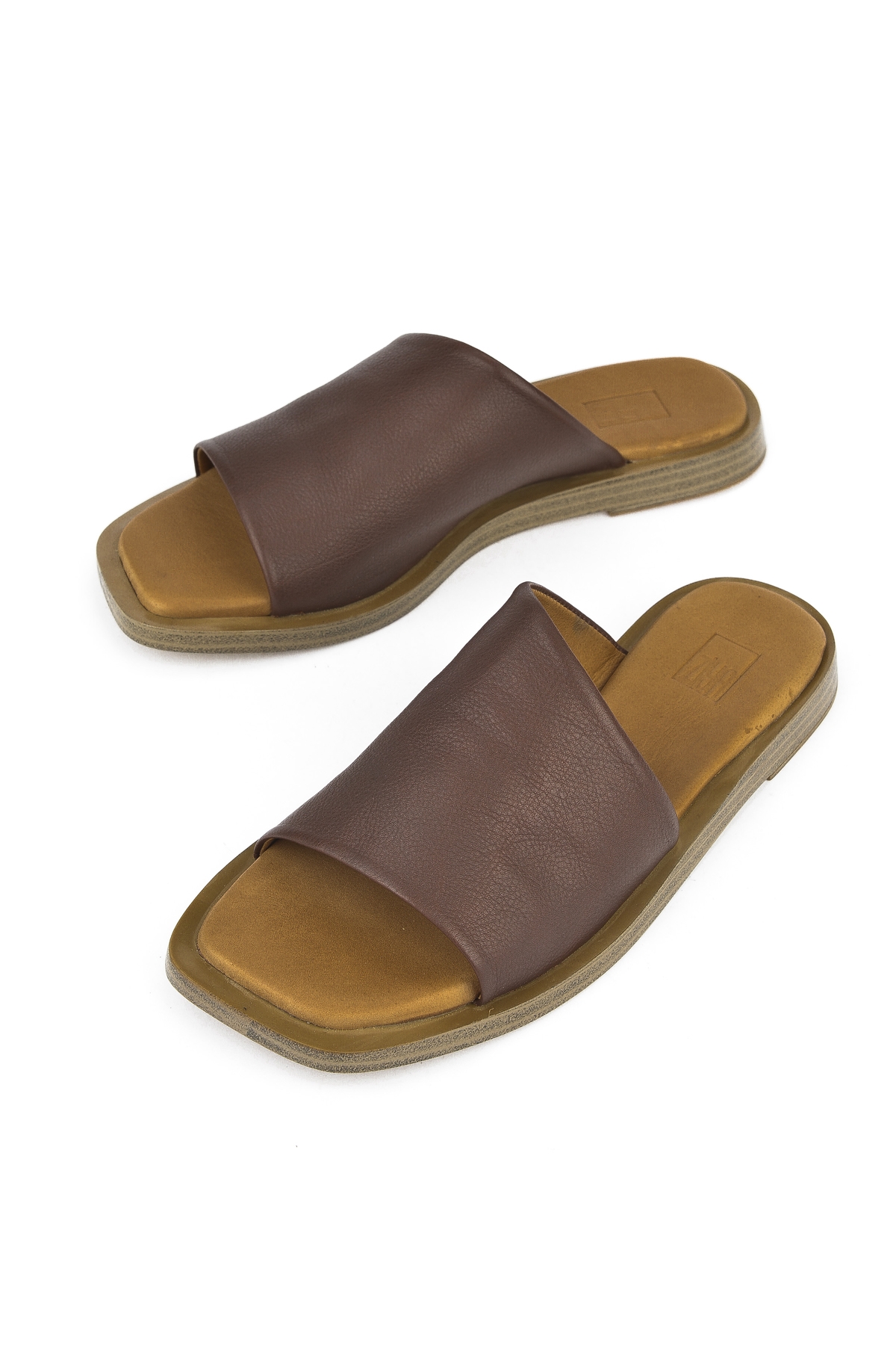 Hakiki Deri Kadın Terlik 1511033ZFATOU Kahve - Görsel 6