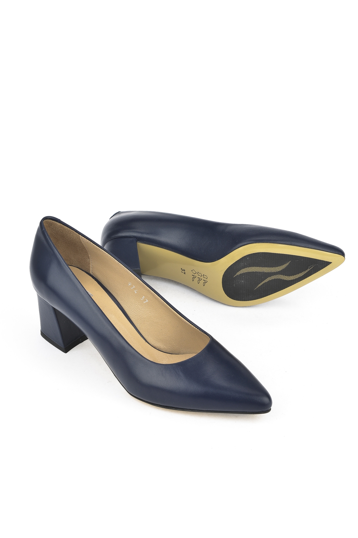 Kadın Hakiki Deri Topuklu Ayakkabı 1511030Z974 Lacivert - Görsel 6