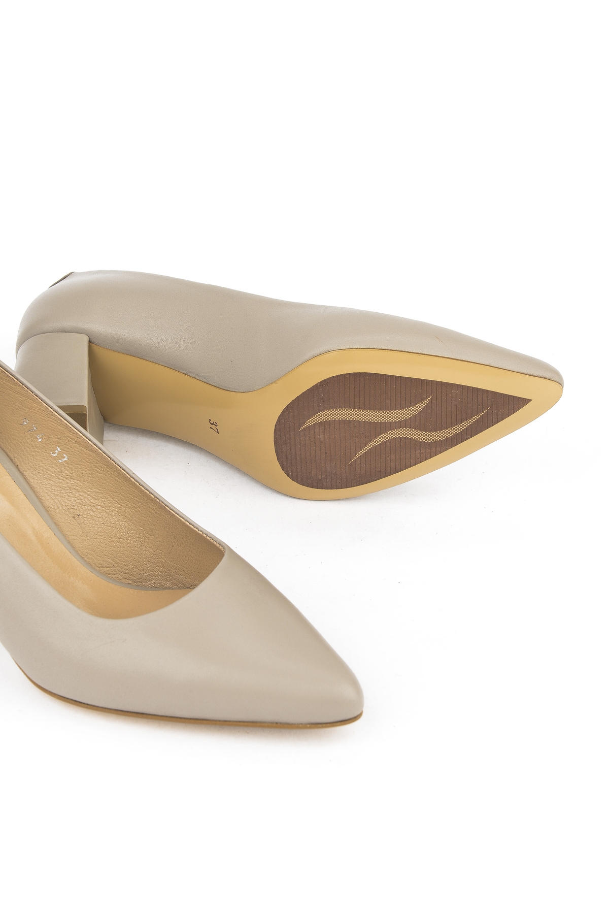 Kadın Hakiki Deri Topuklu Ayakkabı 1511030Z974 Taş - Görsel 5