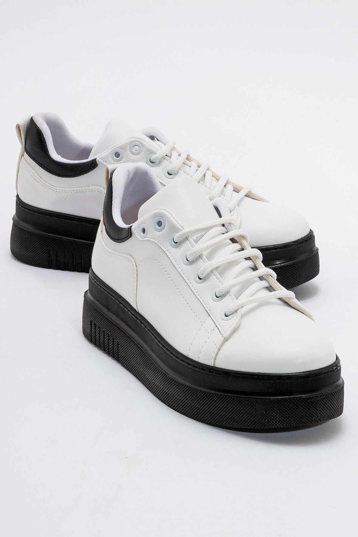 Kaydırmaz Kadın Spor Ayakabı BEYAZ SİYAH - Görsel 2
