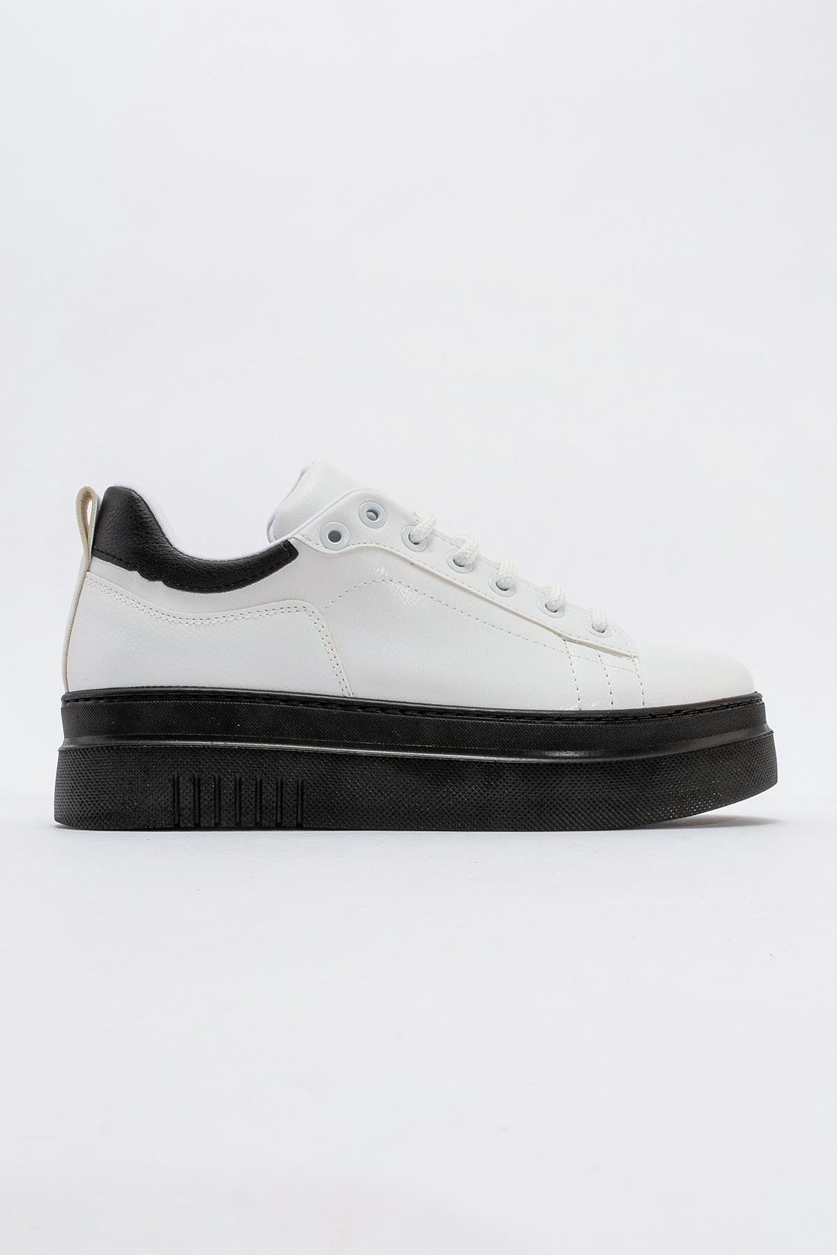 Kaydırmaz Kadın Spor Ayakabı BEYAZ SİYAH - Görsel 3