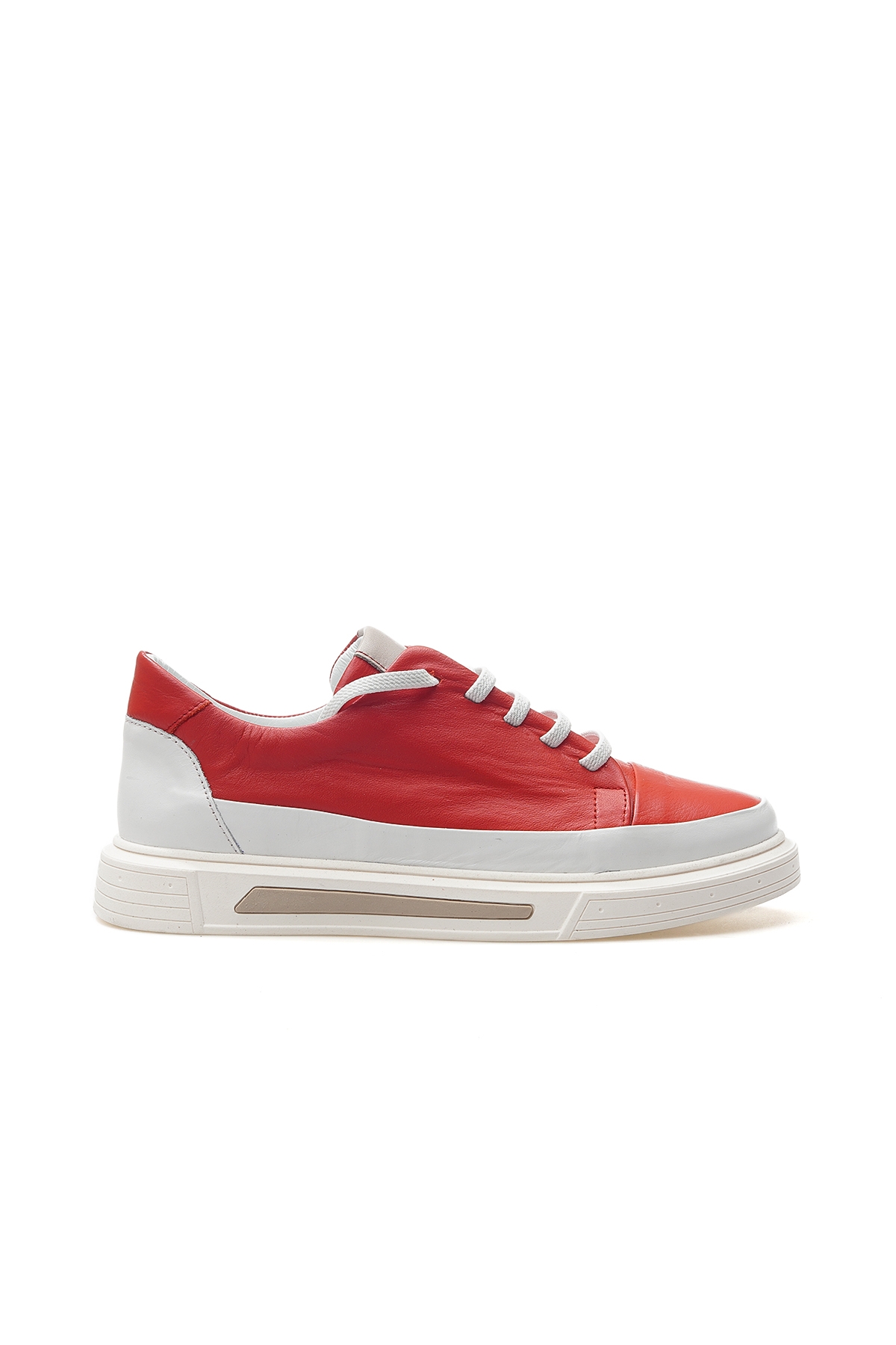 Kadın Hakiki Deri Casual Sneaker Ayakkabı 25y D25ya-3525 Z Kırmızı - Görsel 2