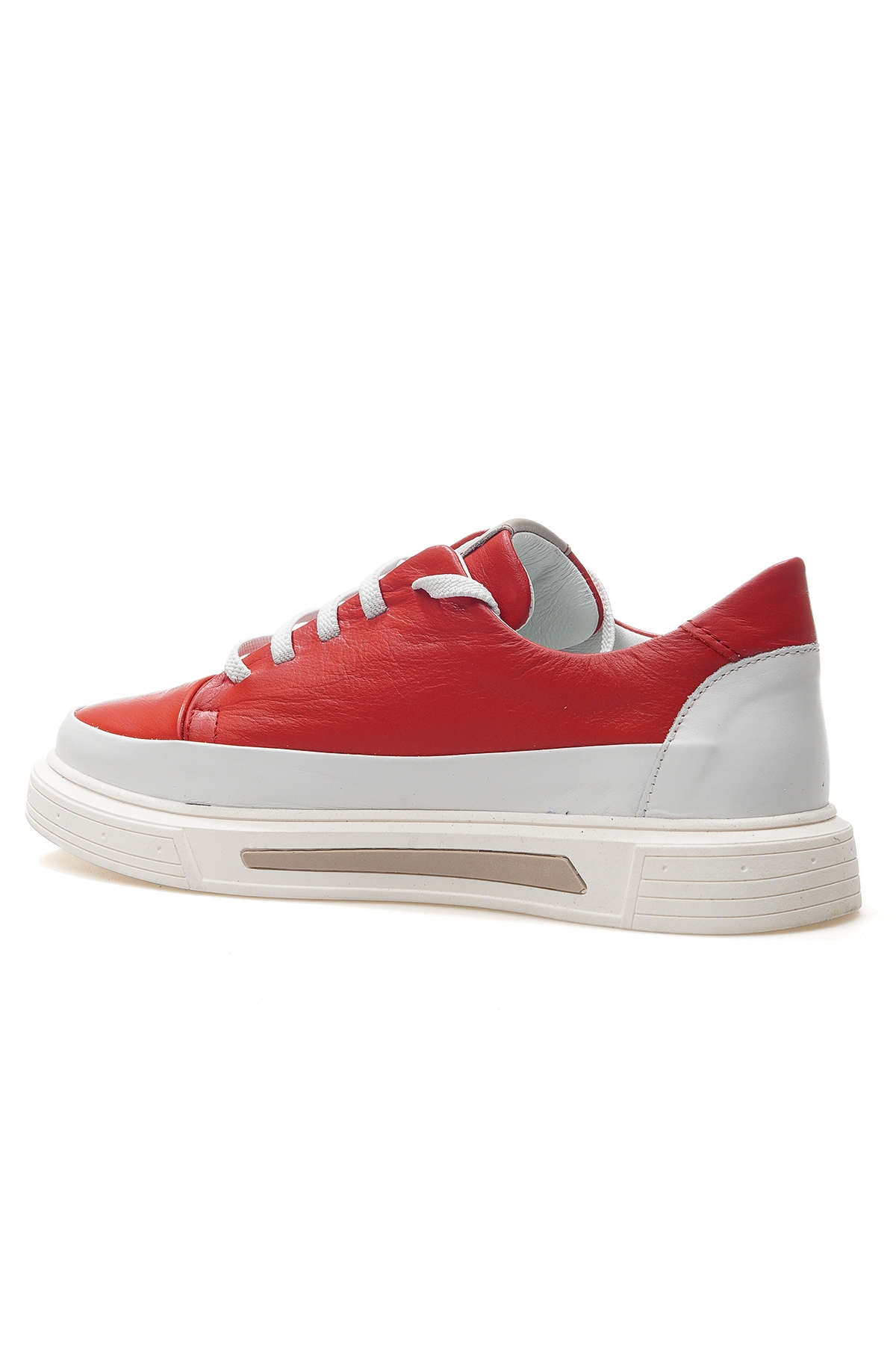 Kadın Hakiki Deri Casual Sneaker Ayakkabı 25y D25ya-3525 Z Kırmızı - Görsel 4