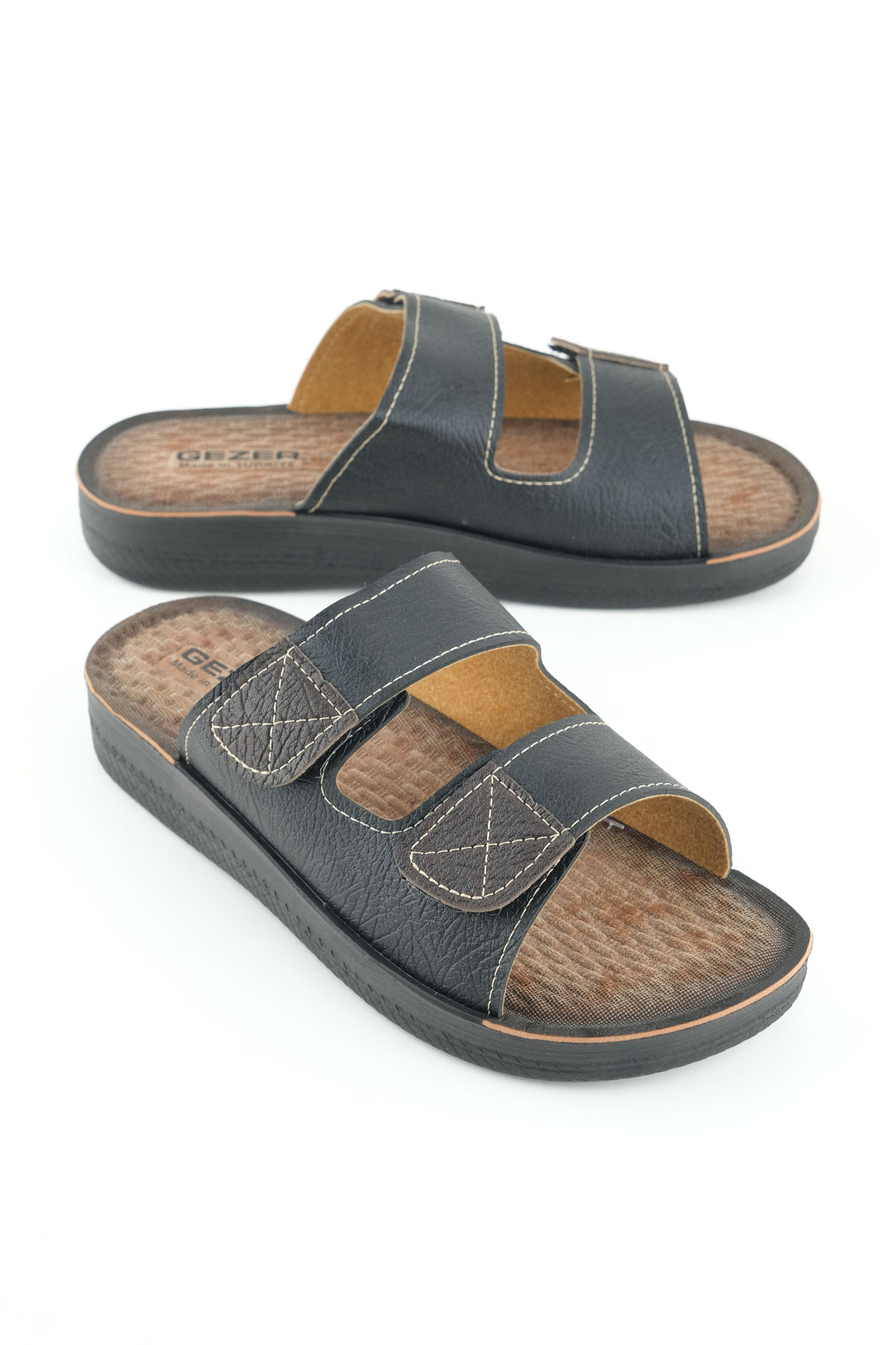 Yazlık Erkek Suni Deri İki Kemer Ayarlanabilir Rahat Taban Günlük Terlik - Görsel 2