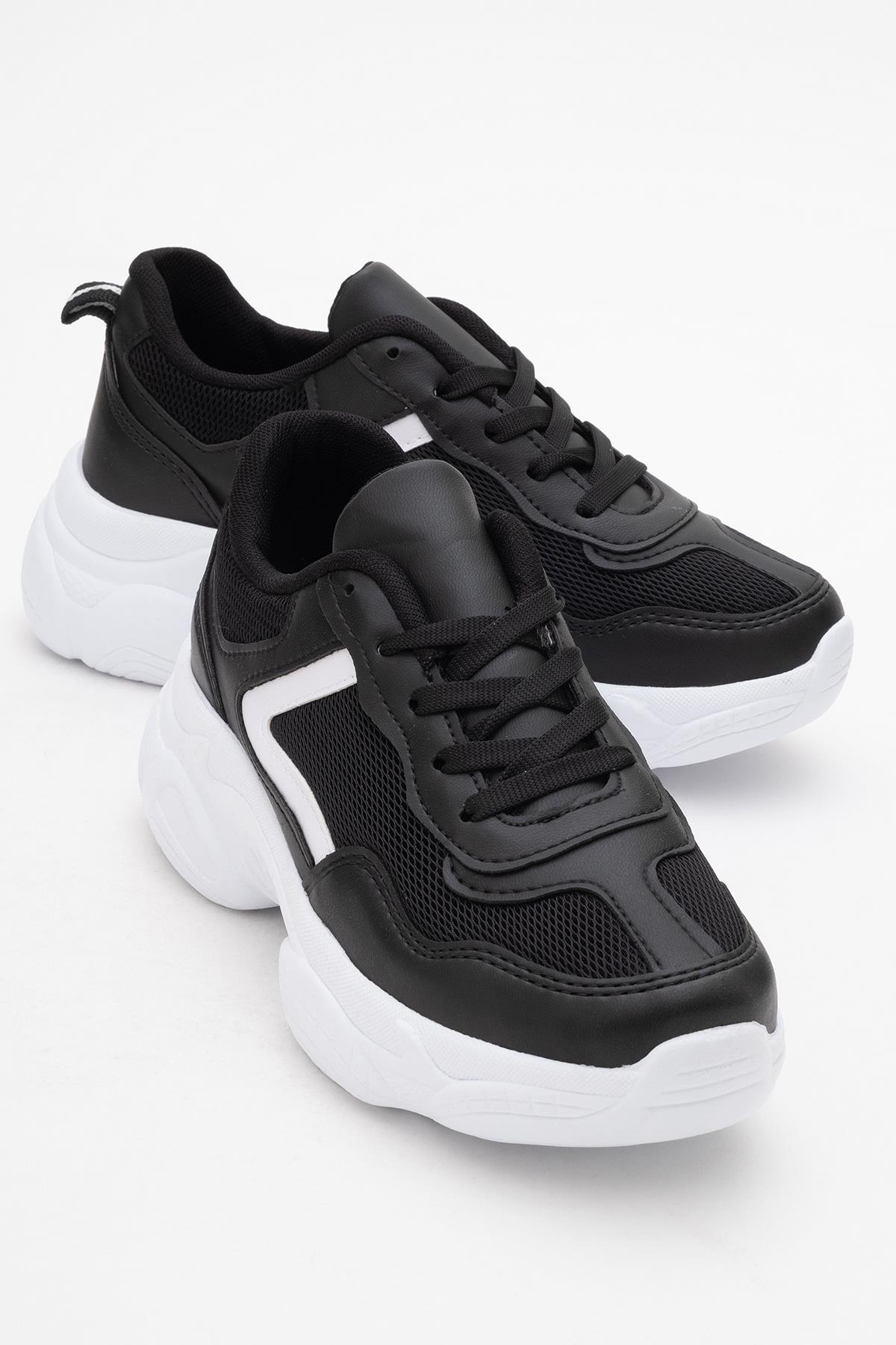 Kadın Anorak Spor Ayakkabı SİYAH BEYAZ - Görsel 2