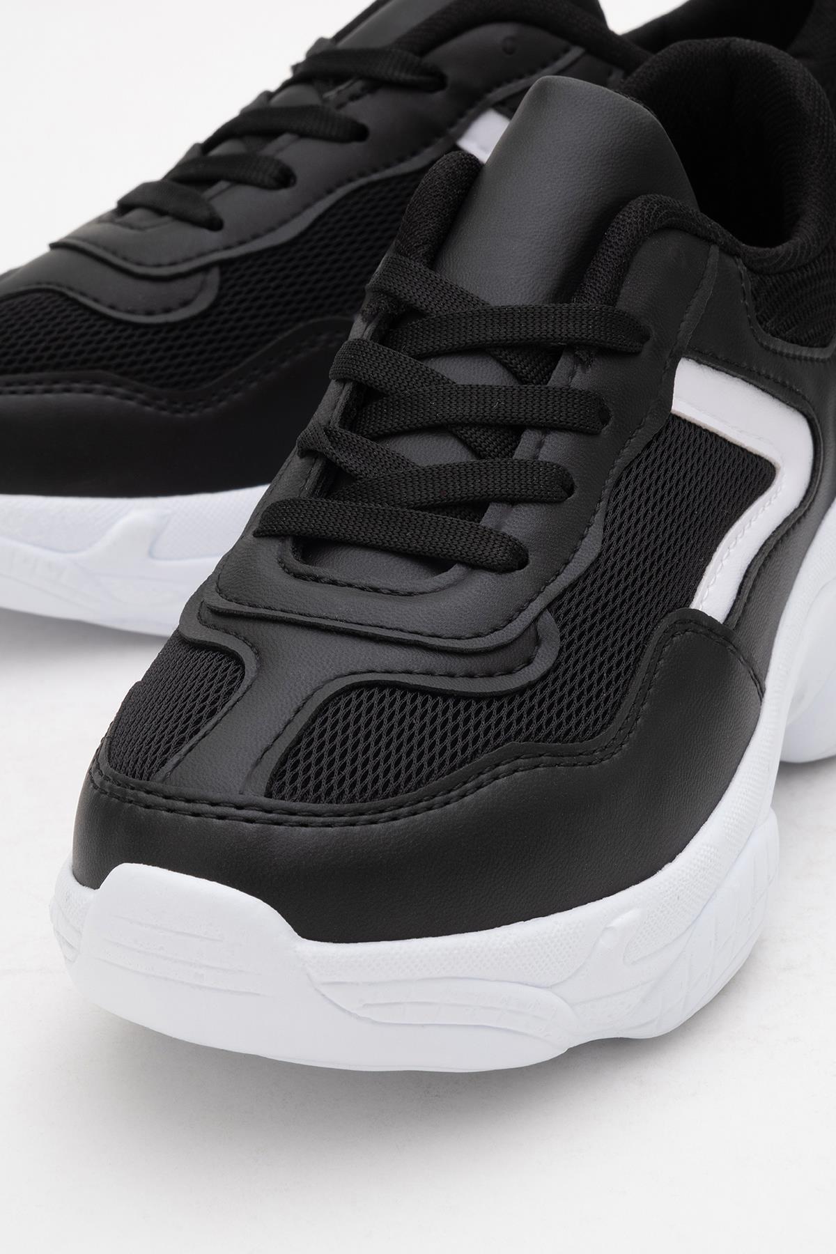 Kadın Anorak Spor Ayakkabı SİYAH BEYAZ - Görsel 4