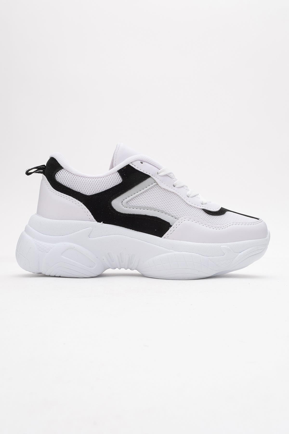 Kadın Anorak Spor Ayakkabı BEYAZ SİYAH - Görsel 3