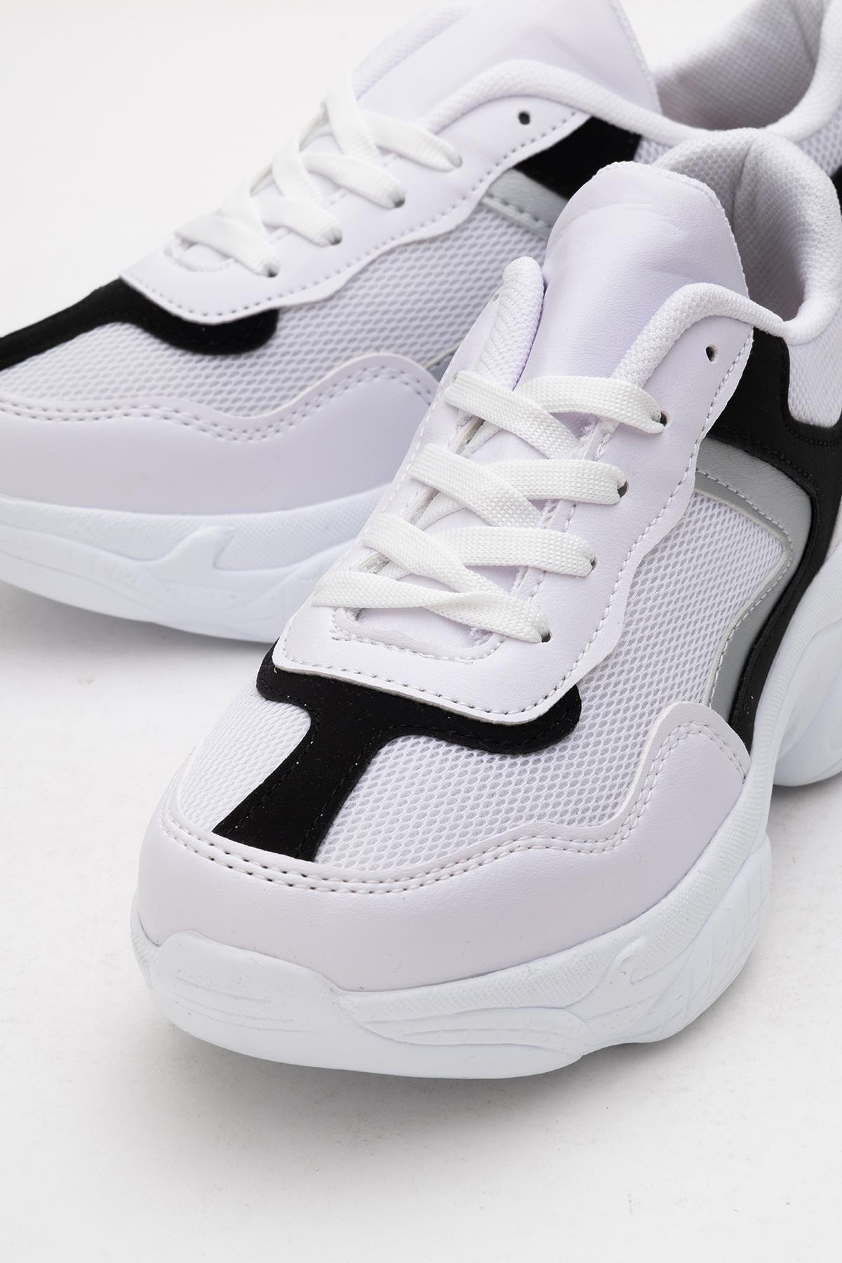 Kadın Anorak Spor Ayakkabı BEYAZ SİYAH - Görsel 4