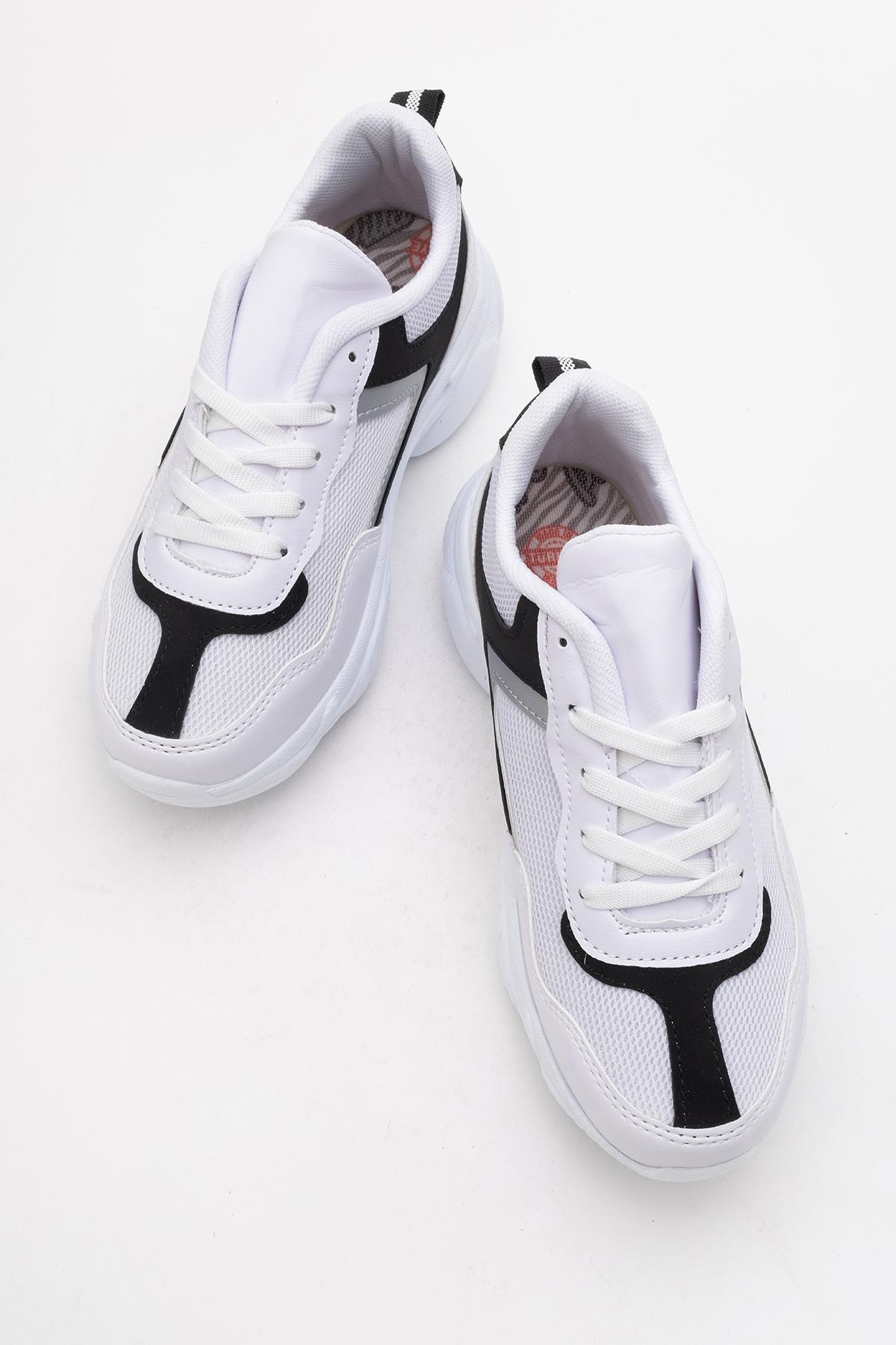 Kadın Anorak Spor Ayakkabı BEYAZ SİYAH - Görsel 6