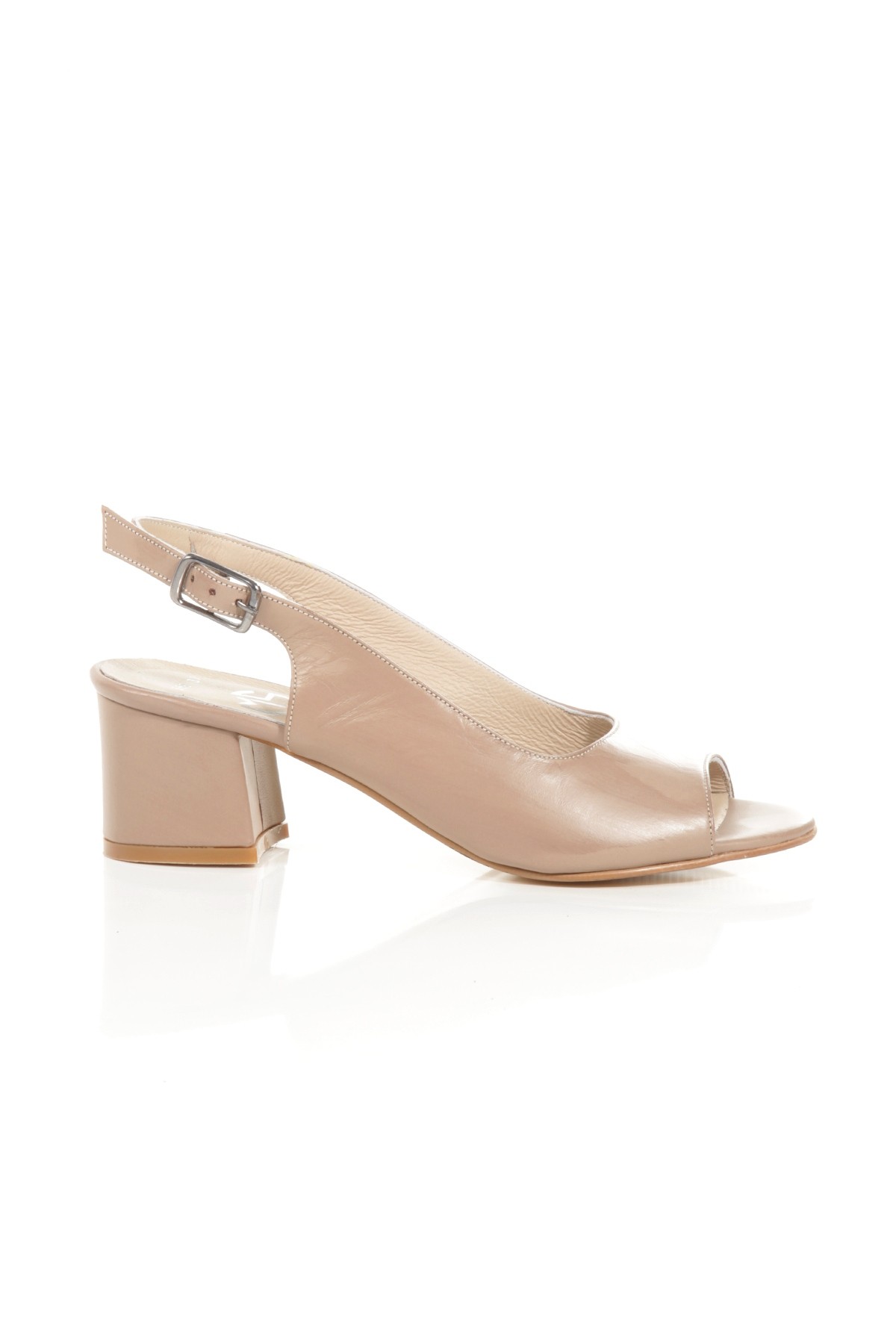 Jessi Vizon Renk Hakiki Deri Sandalet Kısa Kalın Topuklu Günlük Ayakkabı - Görsel 5