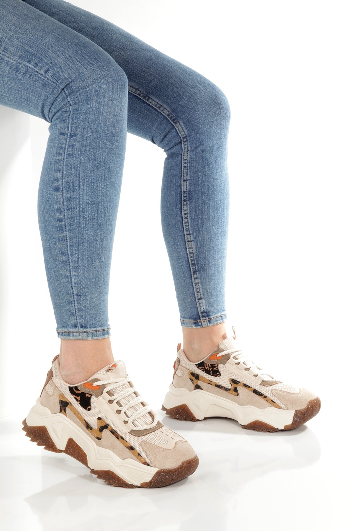 Leo Ten Leopar Sneaker Günlük Kadın Spor Ayakkabı - Görsel 4