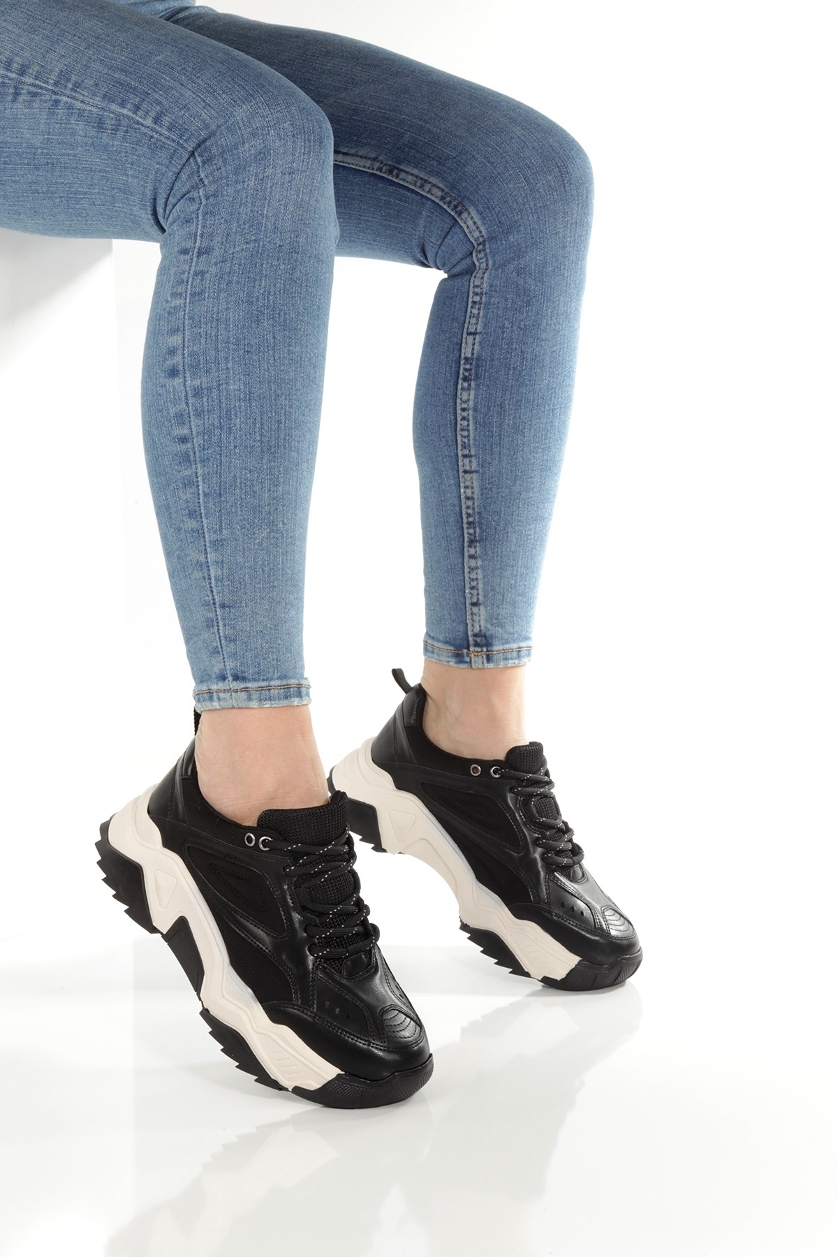 Alba Siyah Sneaker Günlük Kadın Spor Ayakkabı - Görsel 4