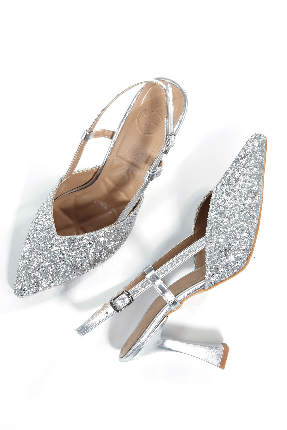 Paris Gümüş Cam Kırığı Abiye Ayakkabı Yüksek Topuklu Stiletto - Görsel 3
