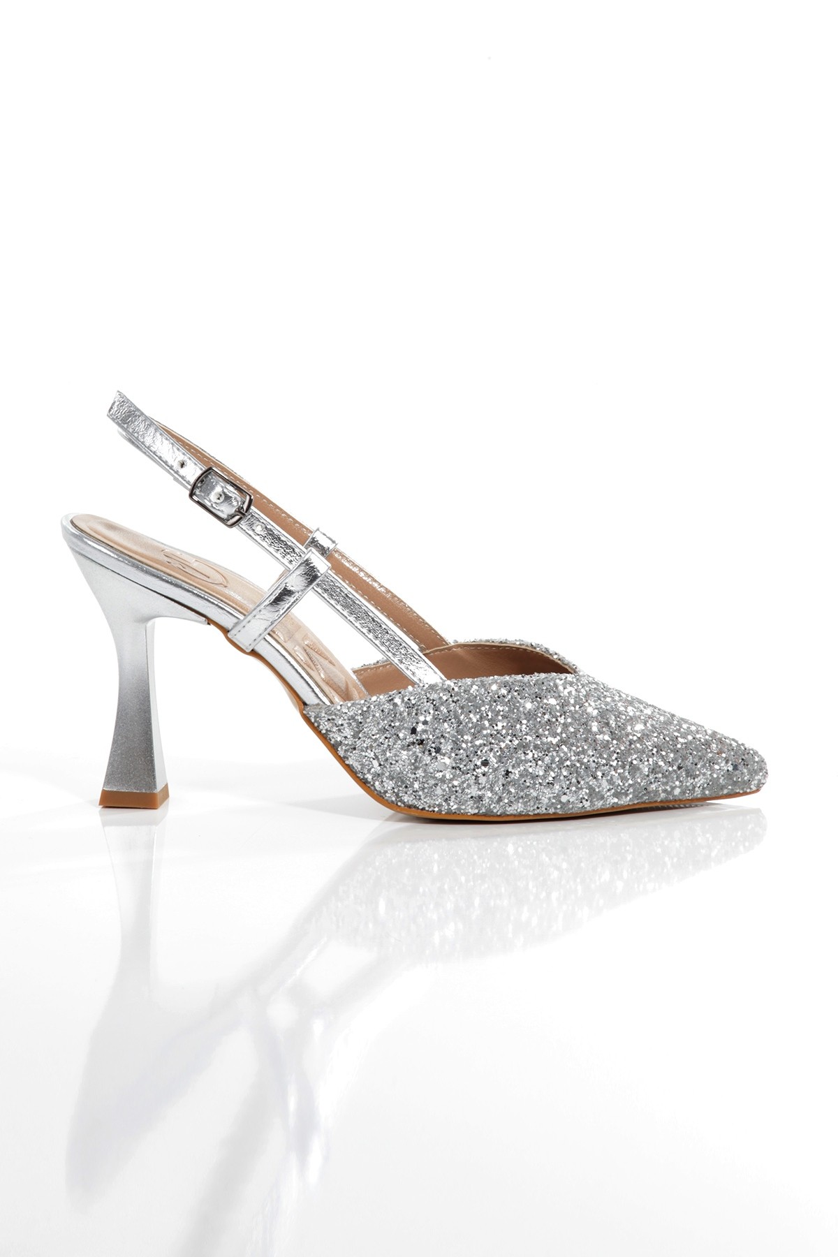 Paris Gümüş Cam Kırığı Abiye Ayakkabı Yüksek Topuklu Stiletto - Görsel 5