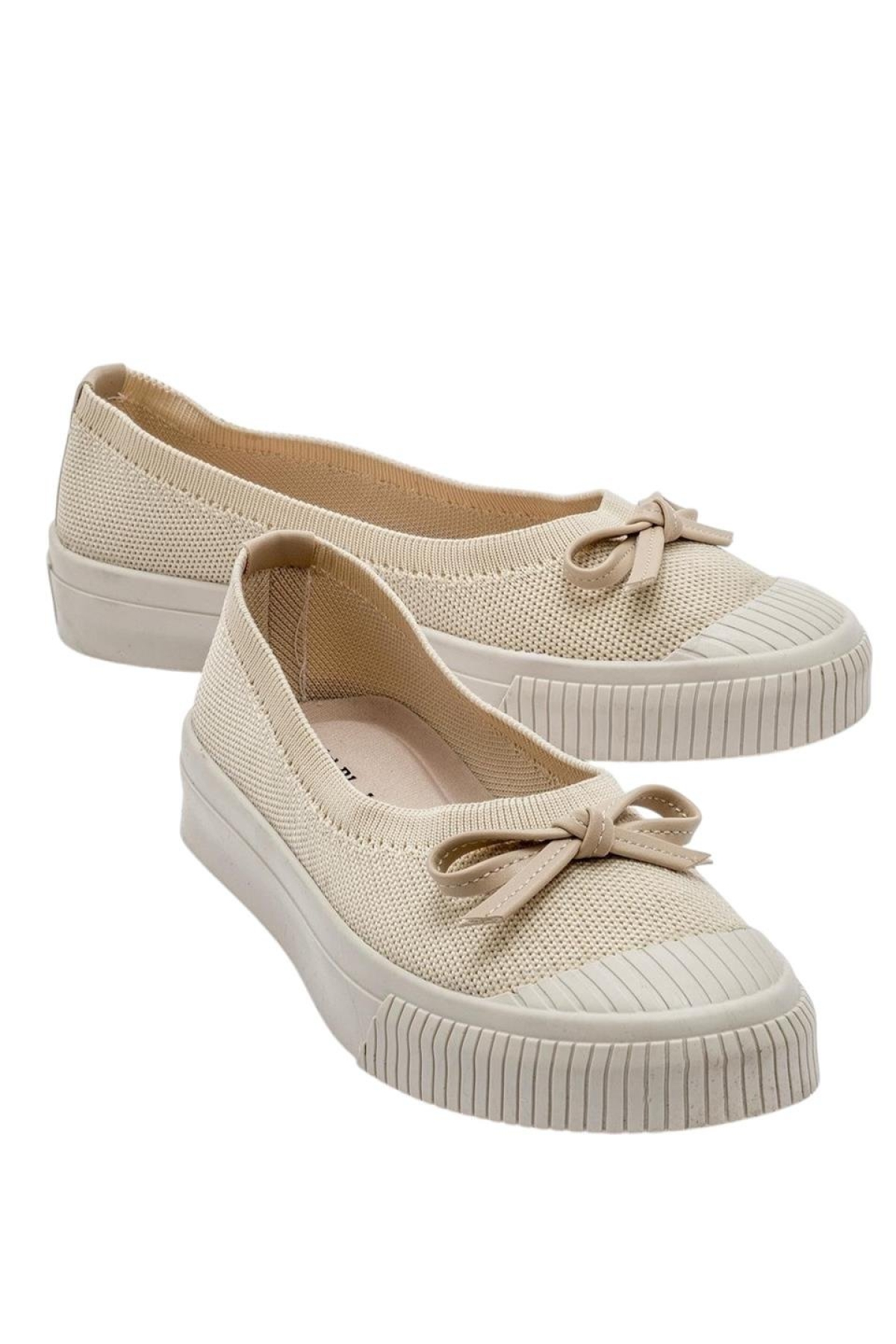 Liger Pembe Liger Fiyonklu Triko Kadın Babet Ayakkabı