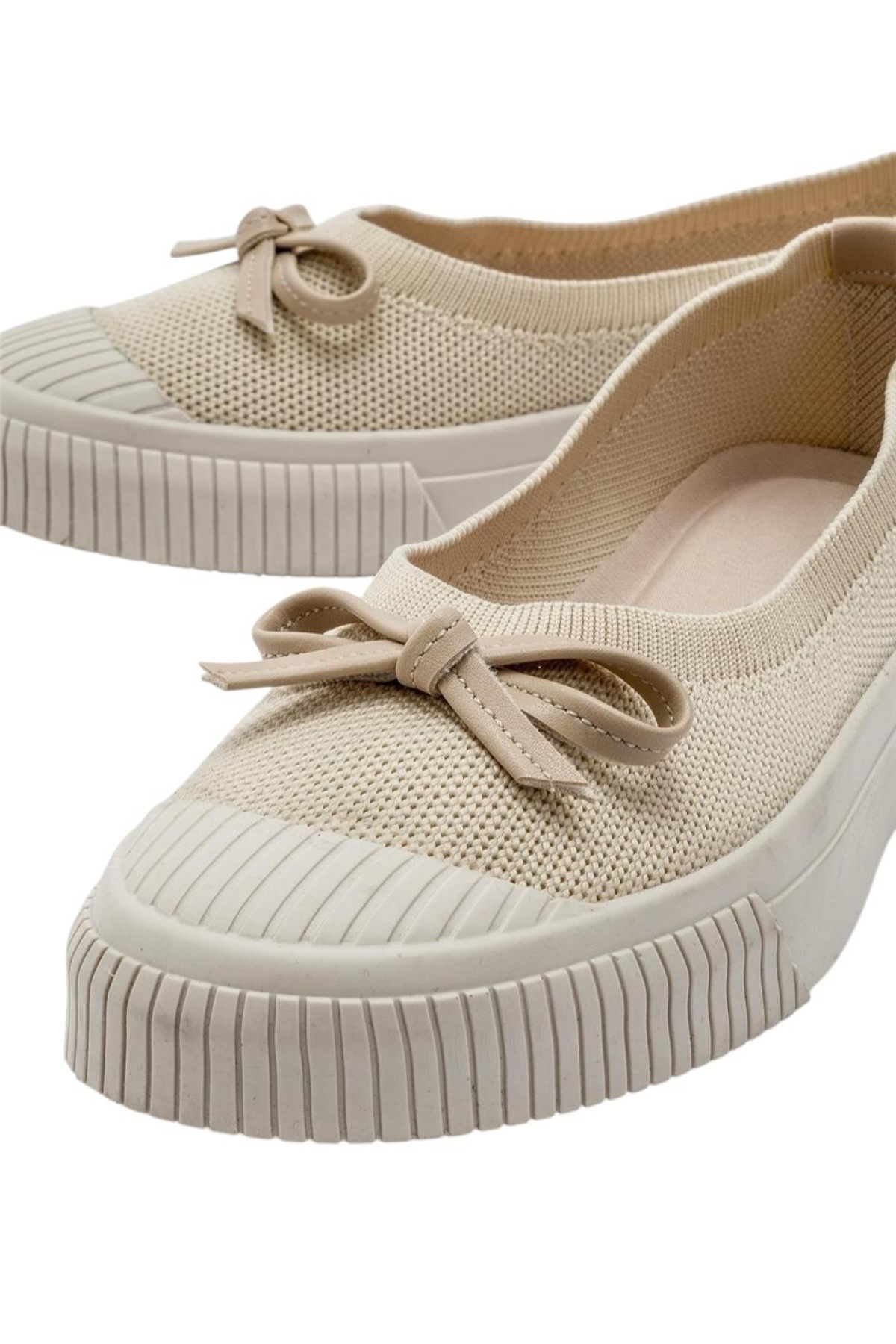 Liger Pembe Liger Fiyonklu Triko Kadın Babet Ayakkabı