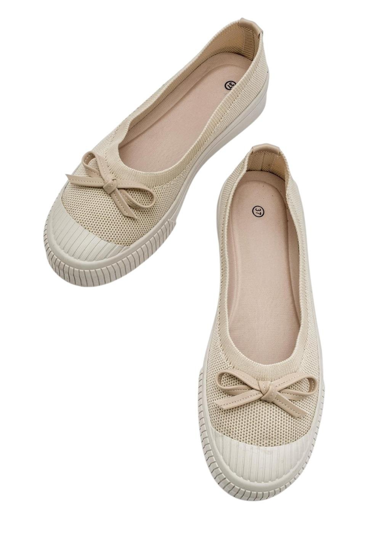 Liger Pembe Liger Fiyonklu Triko Kadın Babet Ayakkabı