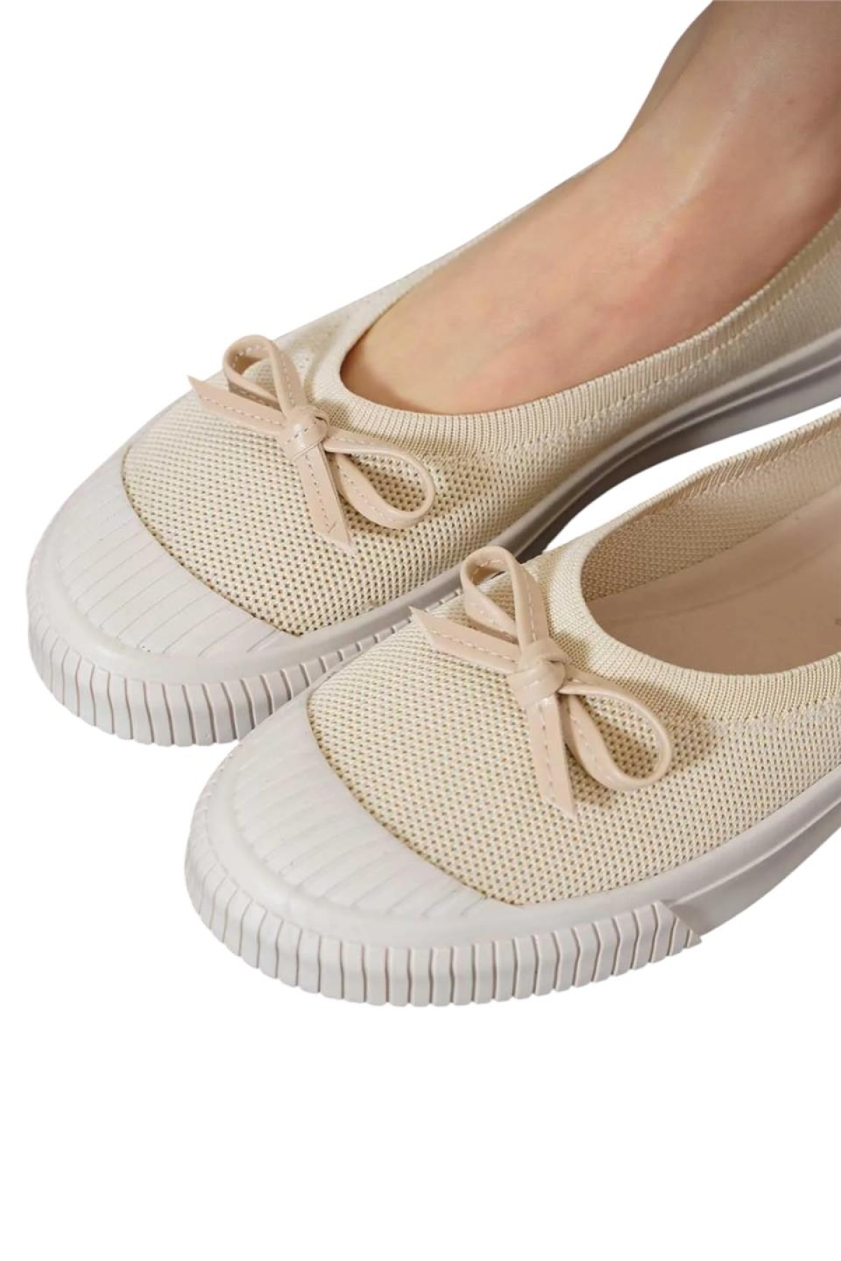 Liger Pembe Liger Fiyonklu Triko Kadın Babet Ayakkabı