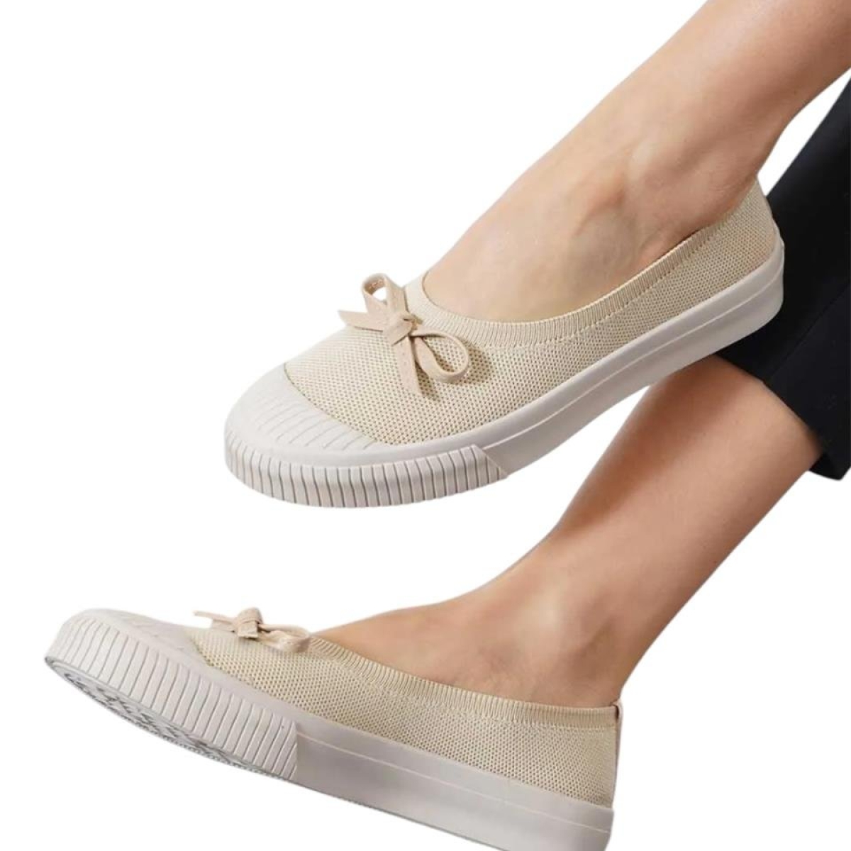 Liger Pembe Liger Fiyonklu Triko Kadın Babet Ayakkabı