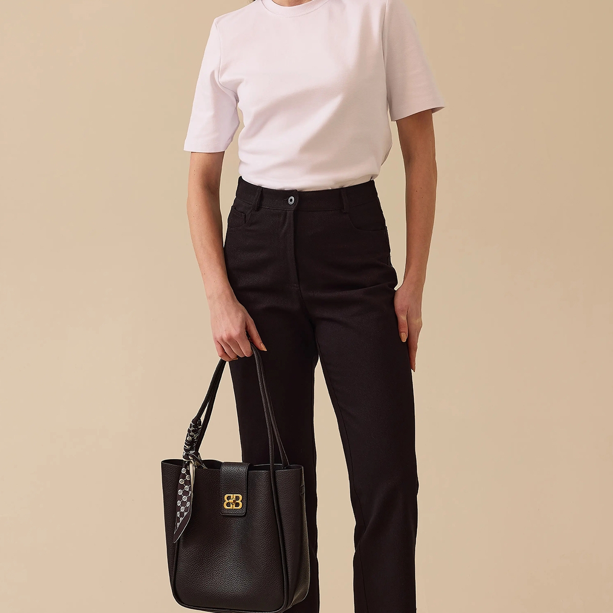 SeçilKadın Yüksek Bel Düz Kesim Bilek Boy Pantolon 0007 Siyah