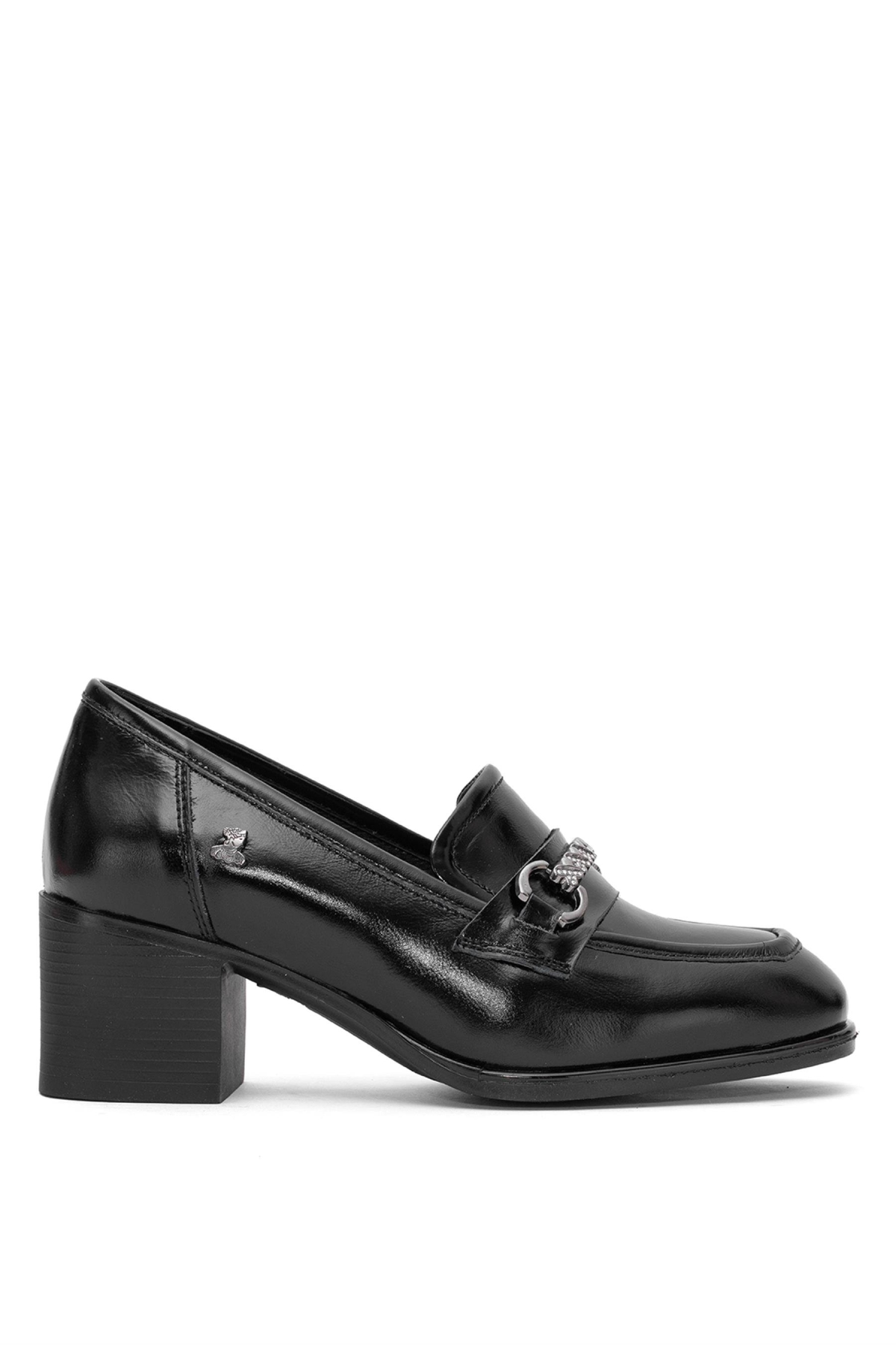 2512701Y Kadın Hakiki Deri Klasik Topuklu Ayakkabı Siyah - Görsel 2