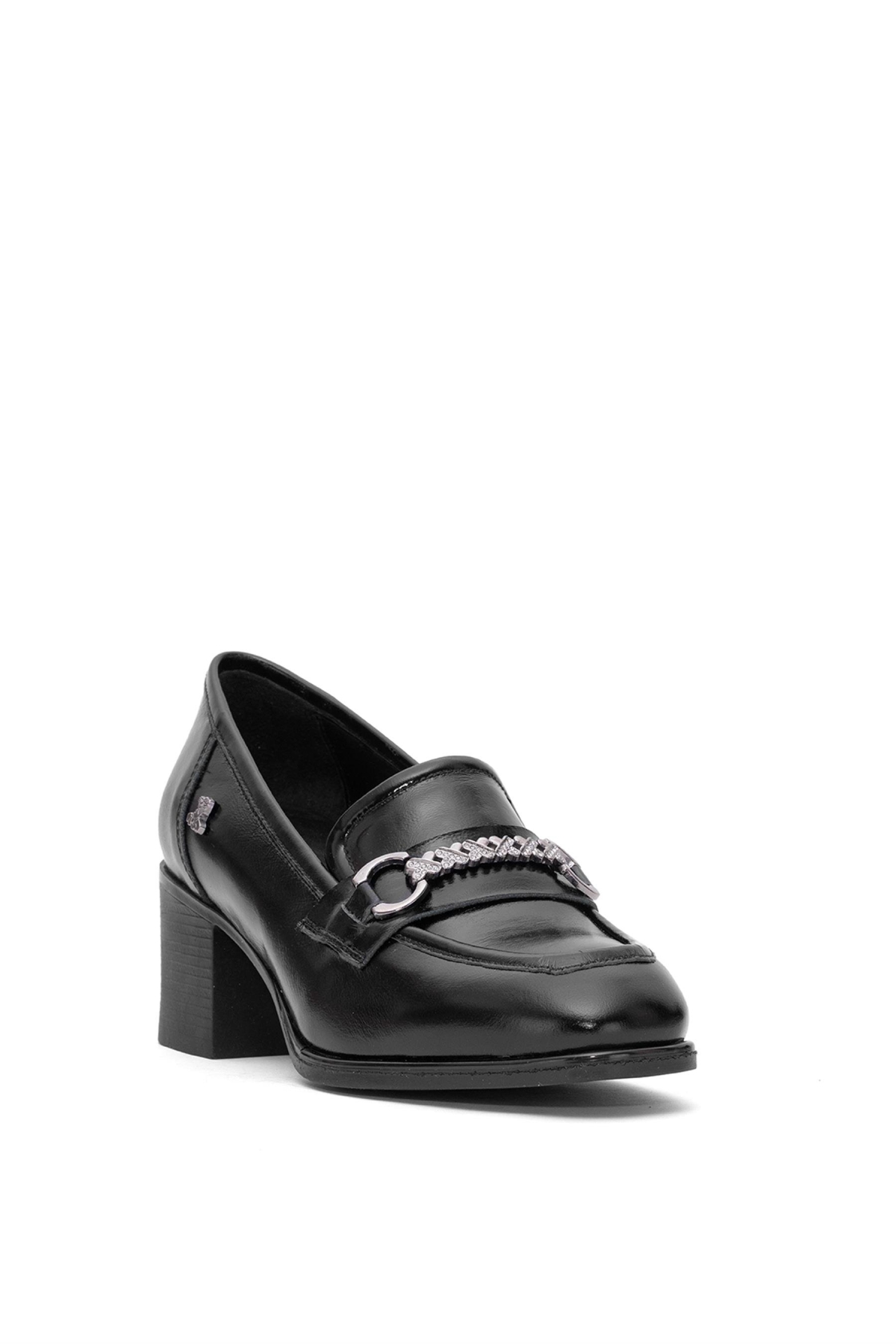2512701Y Kadın Hakiki Deri Klasik Topuklu Ayakkabı Siyah - Görsel 3