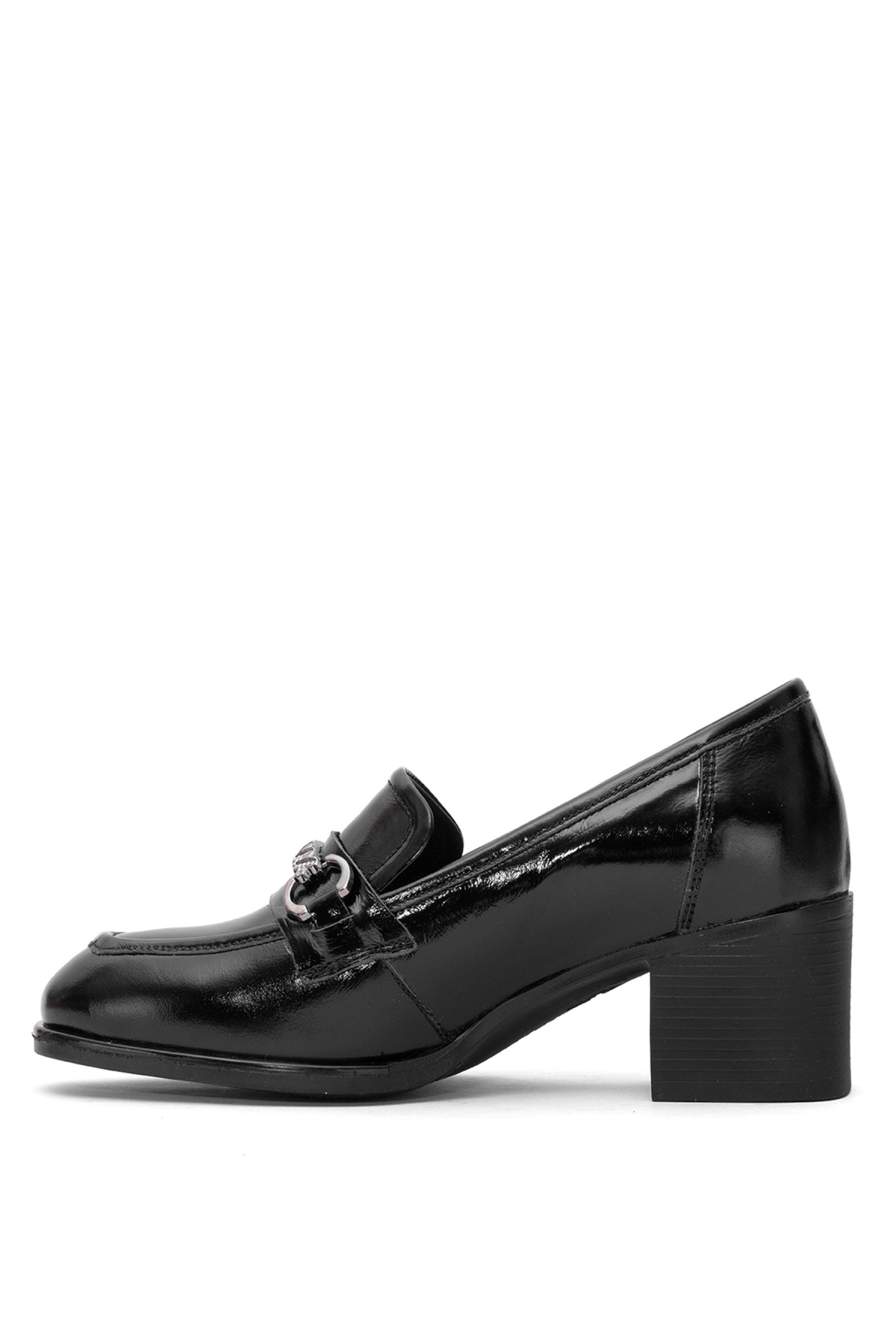 2512701Y Kadın Hakiki Deri Klasik Topuklu Ayakkabı Siyah - Görsel 4