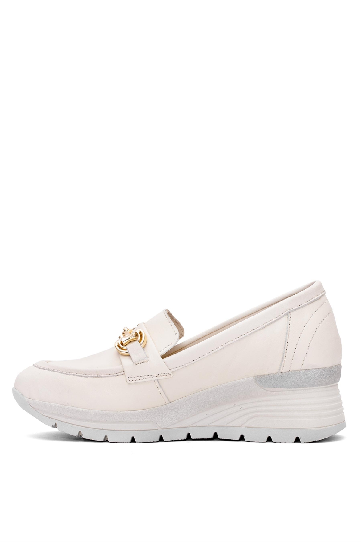 2313054Y Kadın Hakiki Deri Airflow Dolgu Topuk Ayakkabı Bej - Görsel 4