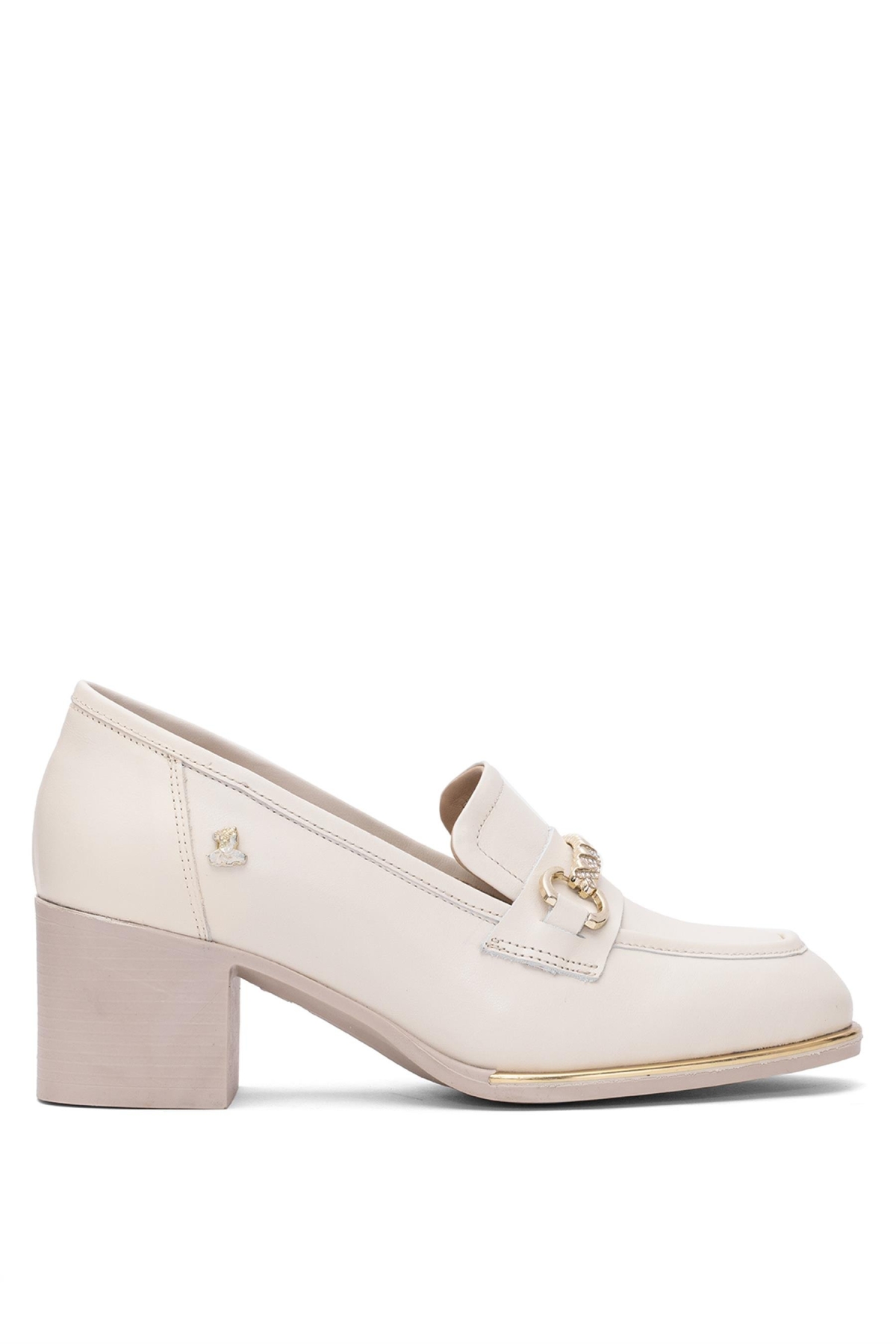 2512701Y Kadın Hakiki Deri Klasik Topuklu Ayakkabı Bej - Görsel 2