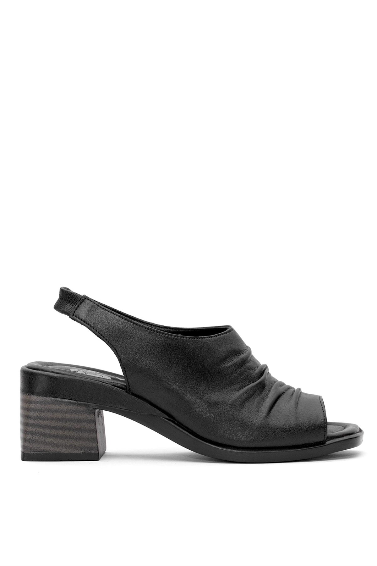 2311513Y Kadın Hakiki Deri Topuklu Sandalet Siyah - Görsel 2