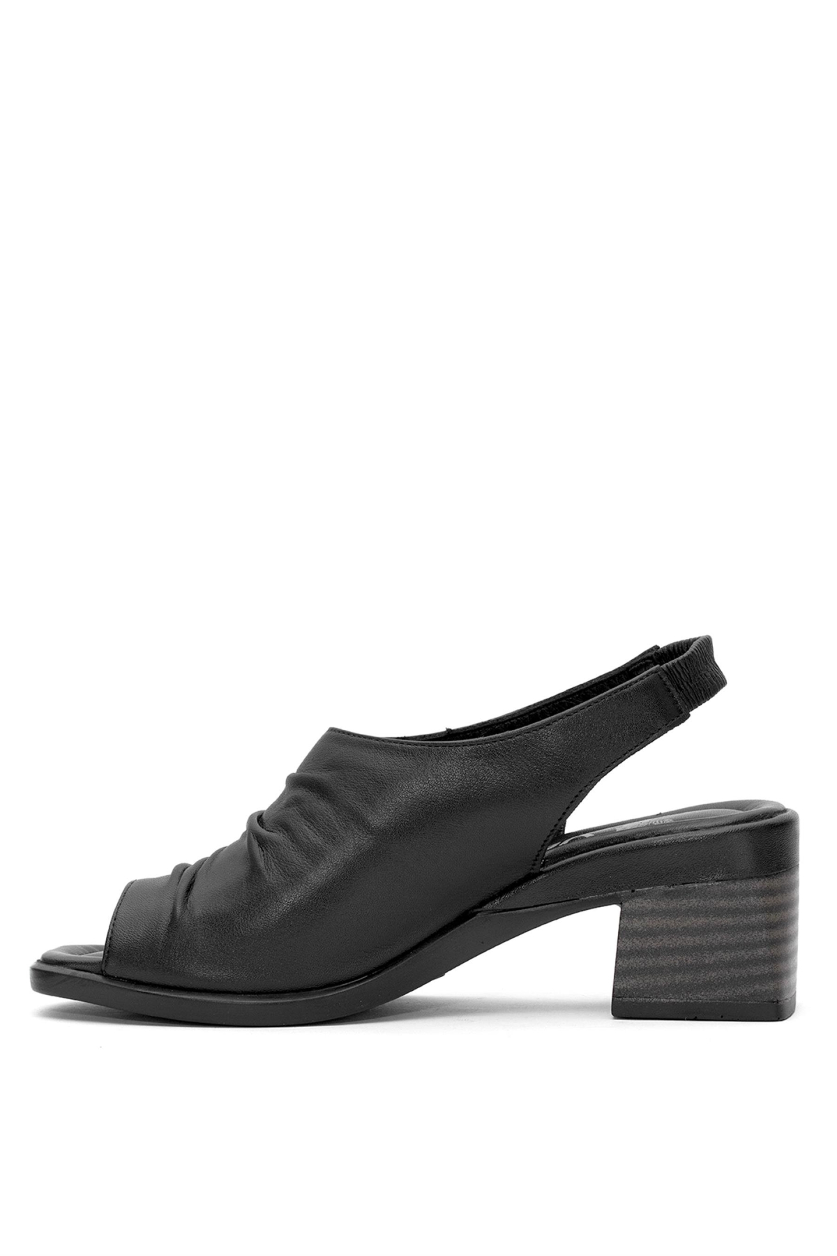 2311513Y Kadın Hakiki Deri Topuklu Sandalet Siyah - Görsel 4